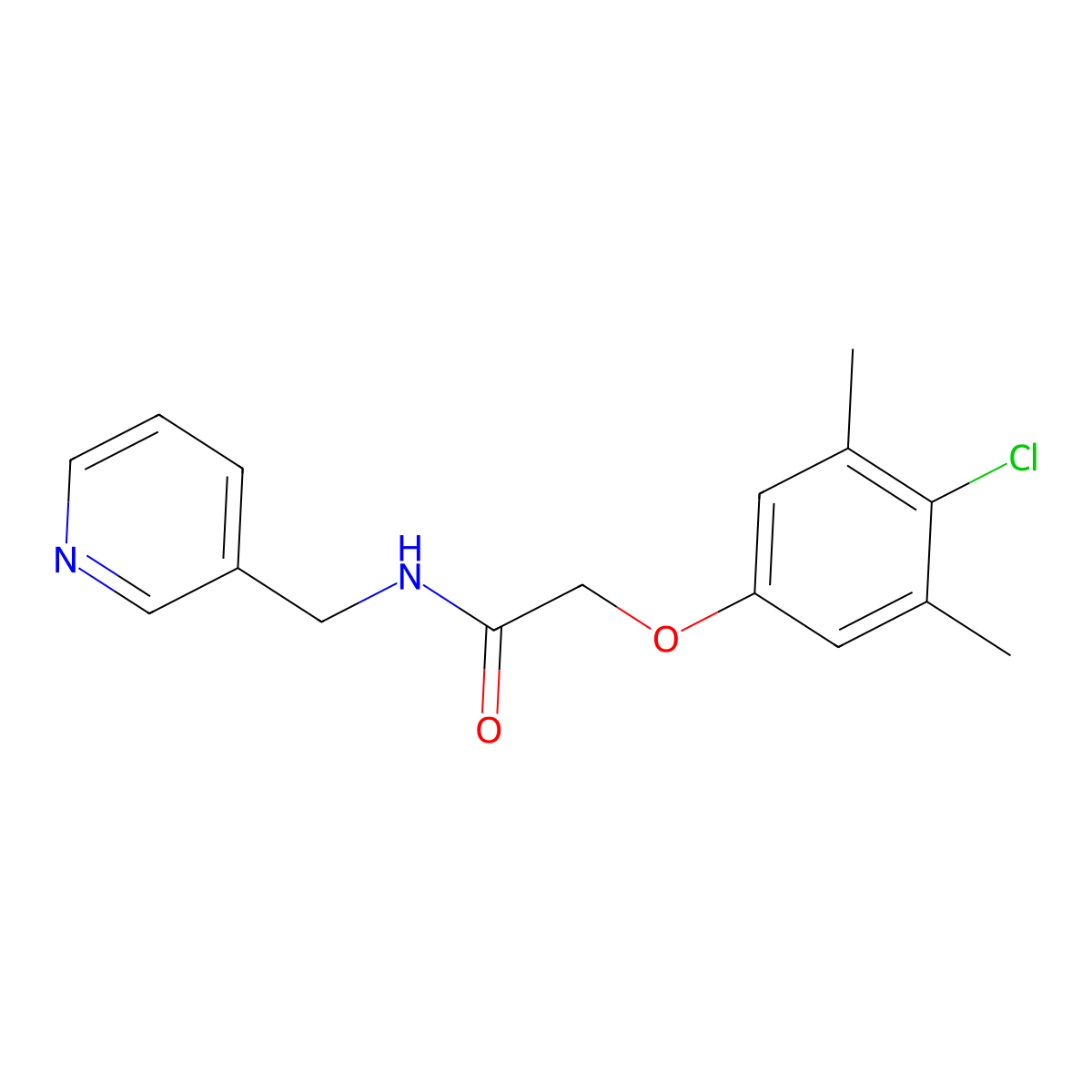 2-(4-chloro-3,5-dimethylphenoxy)-N-(pyridin-3-ylmethyl)acetamide molecular structure, CAS 332942-67-3