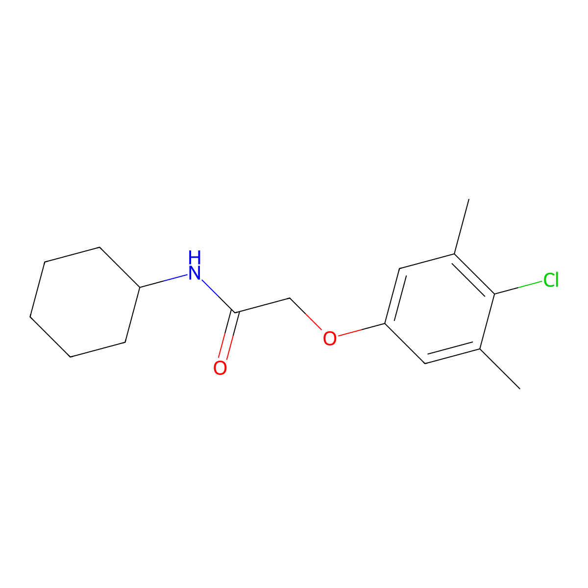 2-(4-chloro-3,5-dimethylphenoxy)-N-cyclohexylacetamide molecular structure, CAS 332942-68-4