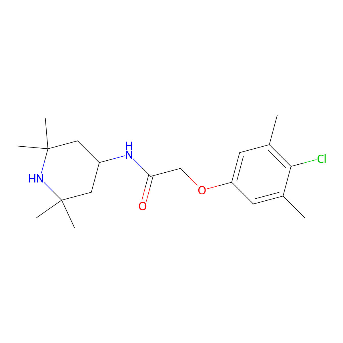 2-(4-chloro-3,5-dimethylphenoxy)-N-(2,2,6,6-tetramethylpiperidin-4-yl)acetamide molecular structure, CAS 332942-69-5