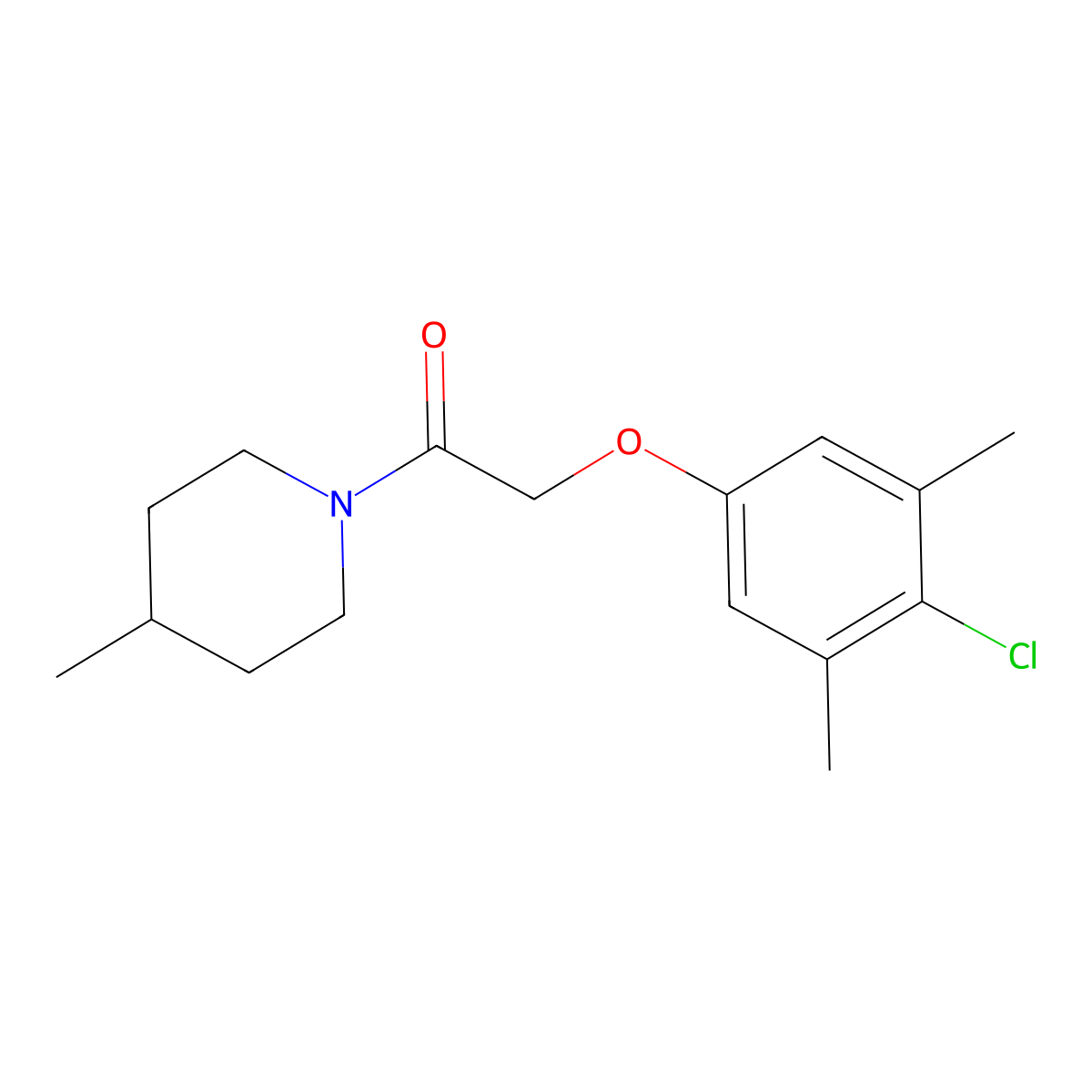 2-(4-Chloro-3,5-dimethylphenoxy)-1-(4-methylpiperidin-1-yl)ethanone molecular structure, CAS 332942-76-4