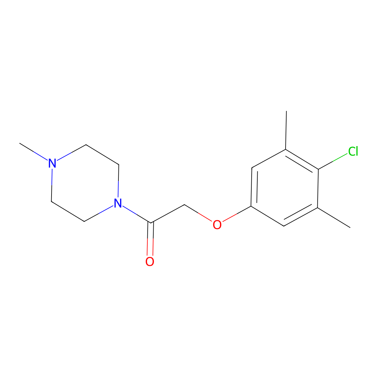 2-(4-Chloro-3,5-dimethylphenoxy)-1-(4-methylpiperazin-1-yl)ethanone molecular structure, CAS 332942-78-6