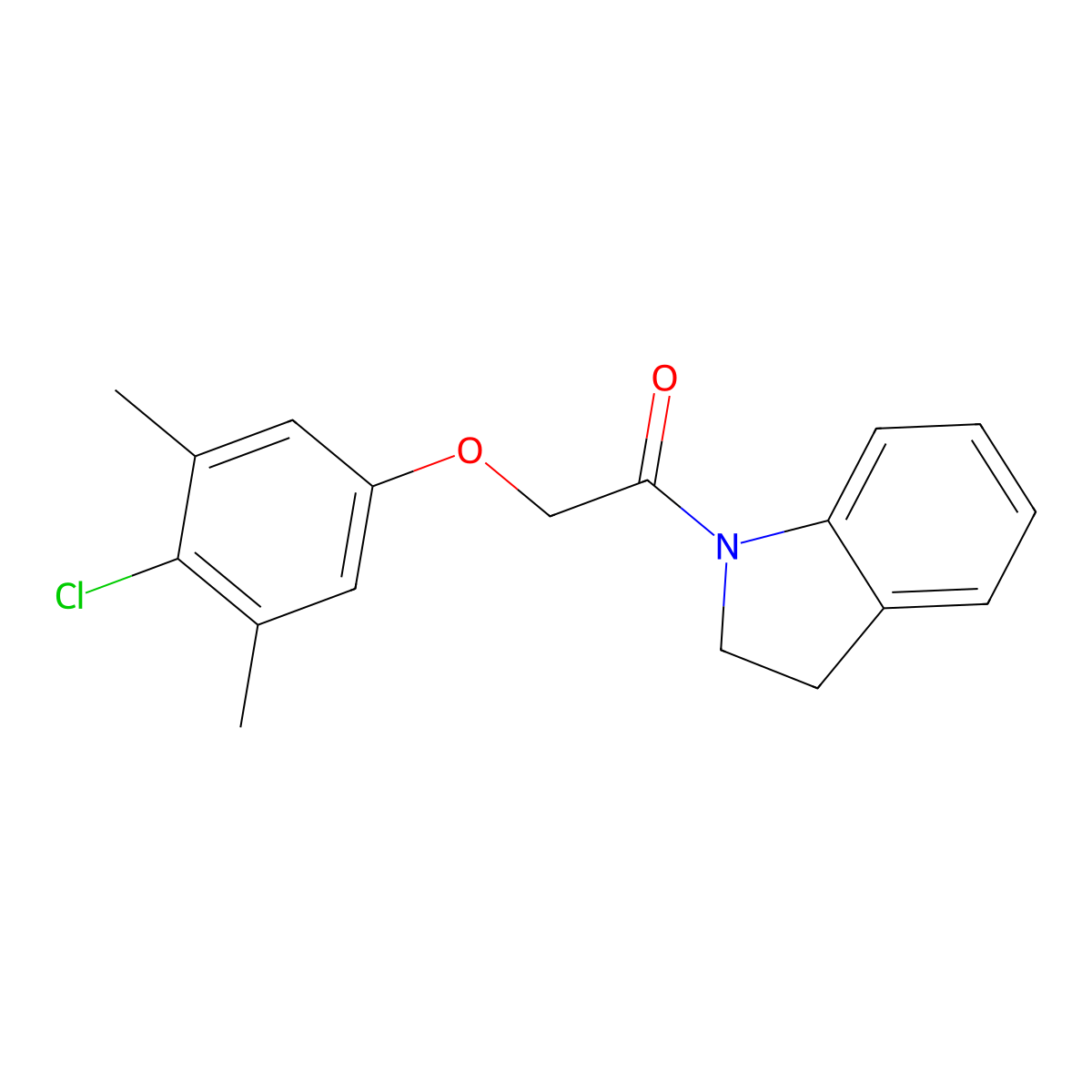2-(4-Chloro-3,5-dimethylphenoxy)-1-(2,3-dihydroindol-1-yl)ethanone molecular structure, CAS 332942-82-2