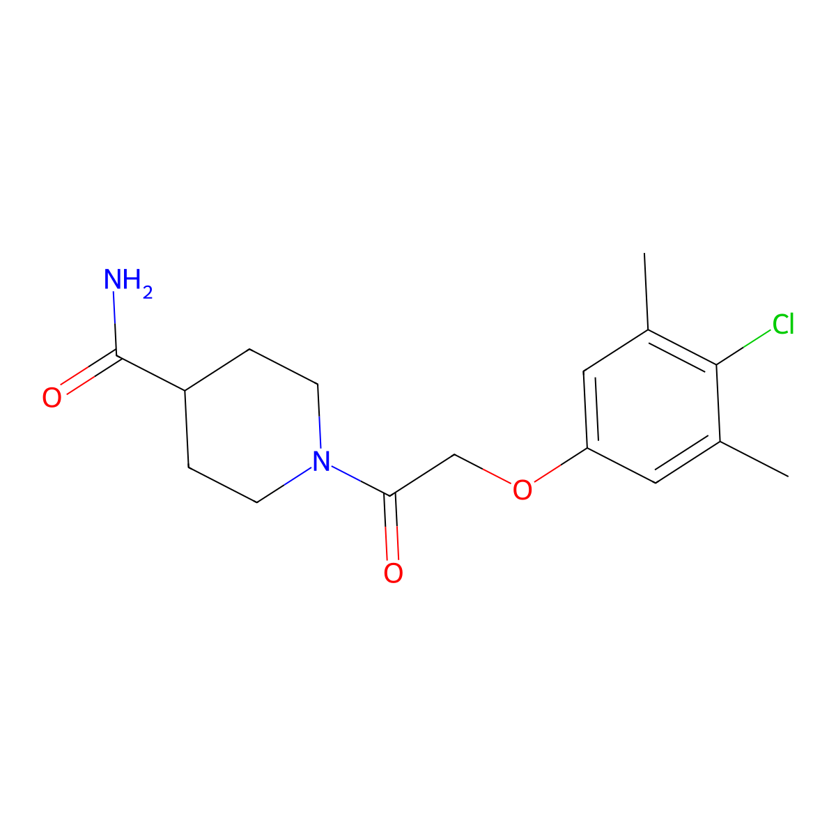 1-[2-(4-Chloro-3,5-dimethylphenoxy)acetyl]piperidine-4-carboxamide molecular structure, CAS 332942-84-4