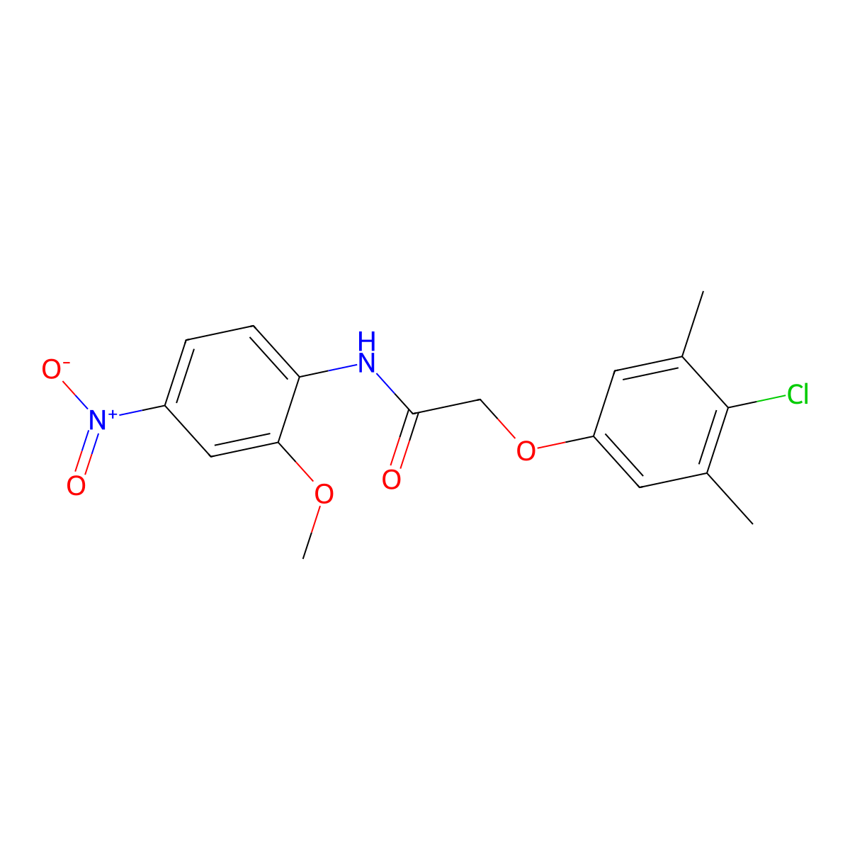 2-(4-chloro-3,5-dimethylphenoxy)-N-(2-methoxy-4-nitrophenyl)acetamide molecular structure, CAS 332942-93-5