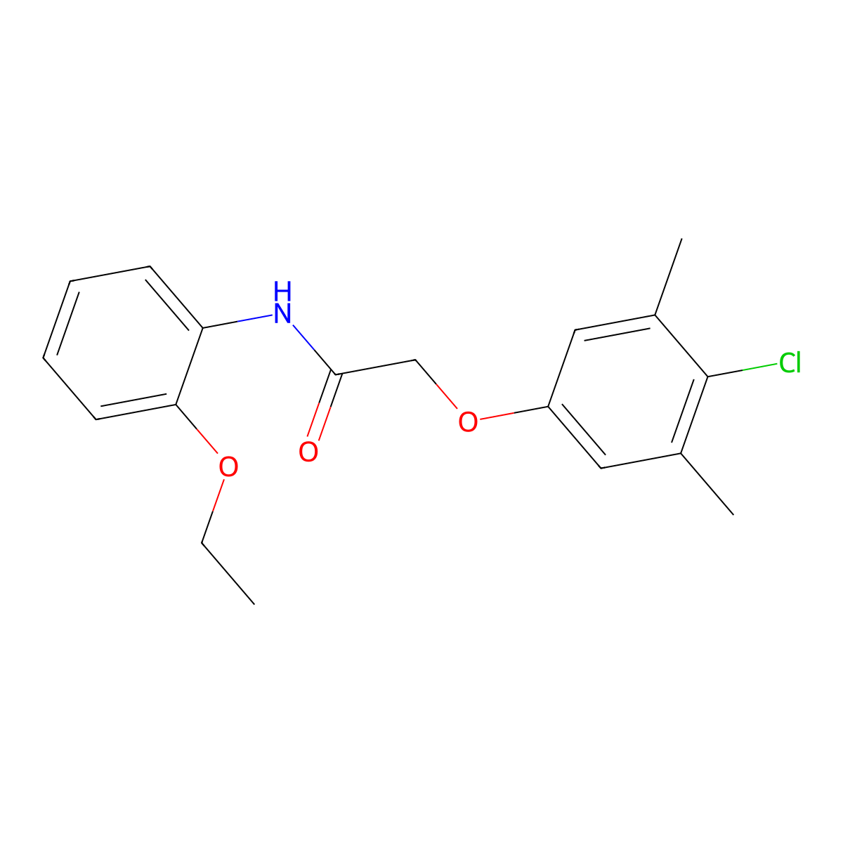 2-(4-chloro-3,5-dimethylphenoxy)-N-(2-ethoxyphenyl)acetamide molecular structure, CAS 332942-94-6