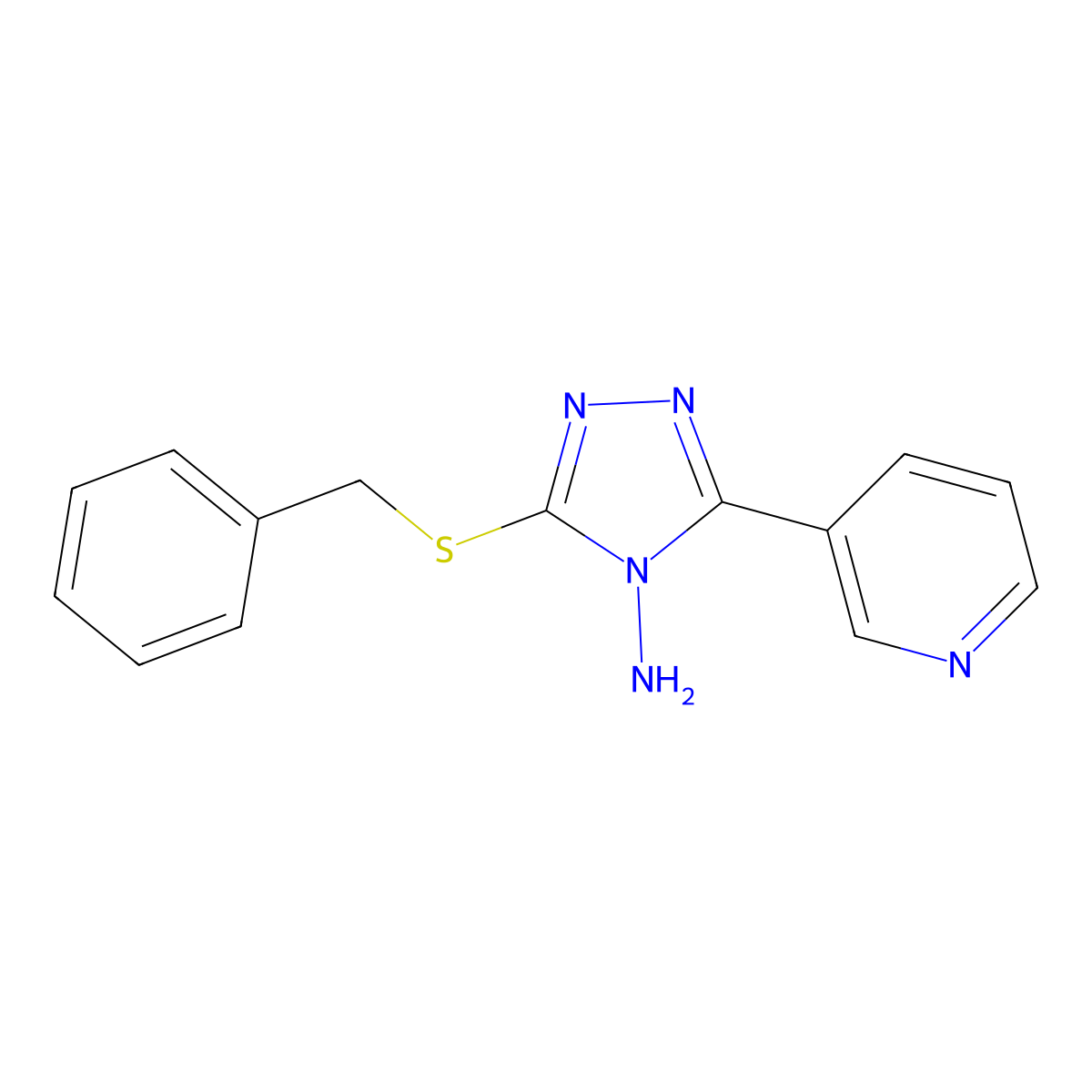 3-(benzylsulfanyl)-5-pyridin-3-yl-4H-1,2,4-triazol-4-amine molecular structure, CAS 332943-03-0