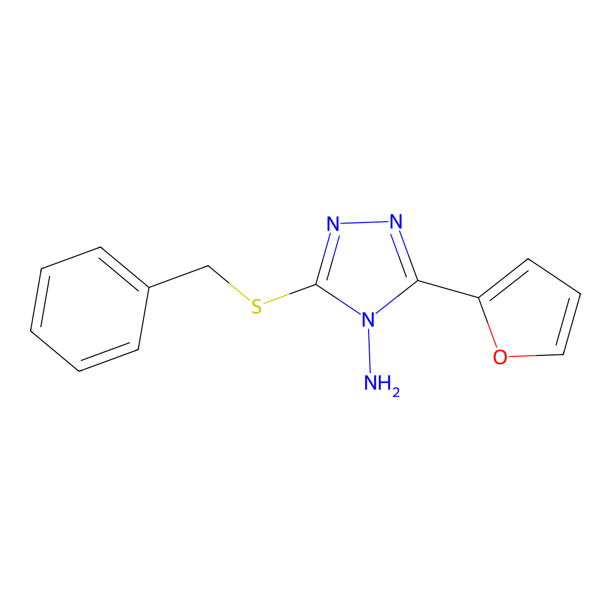 3-(benzylsulfanyl)-5-(furan-2-yl)-4H-1,2,4-triazol-4-amine molecular structure, CAS 332943-04-1