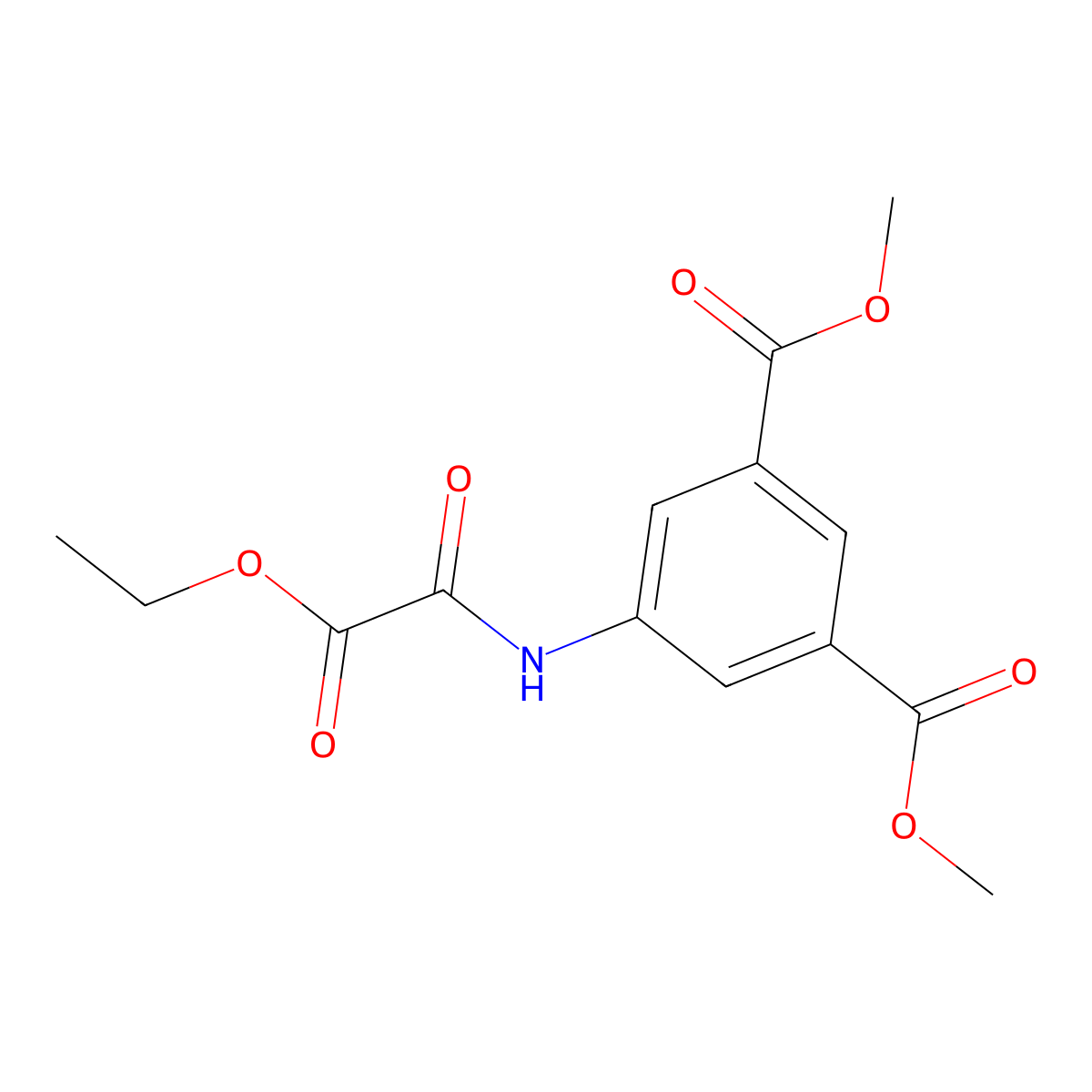 Dimethyl 5-[(2-ethoxy-2-oxoacetyl)amino]benzene-1,3-dicarboxylate molecular structure, CAS 332943-14-3