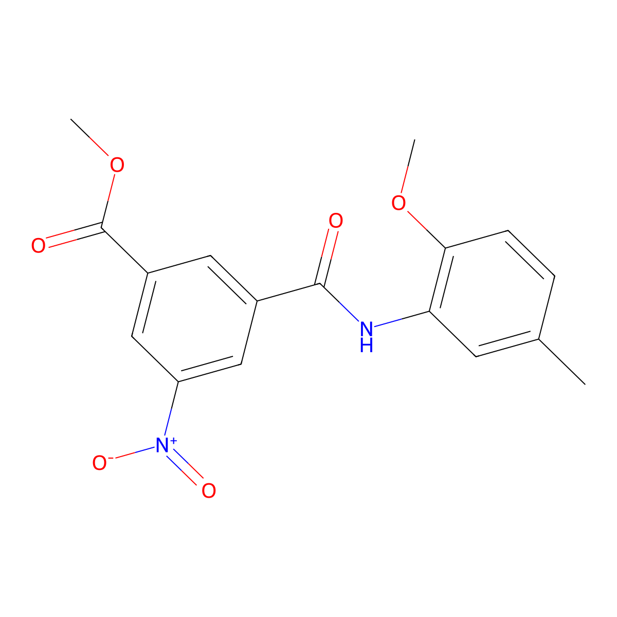 Methyl 3-[(2-methoxy-5-methylphenyl)carbamoyl]-5-nitrobenzoate molecular structure, CAS 332943-20-1