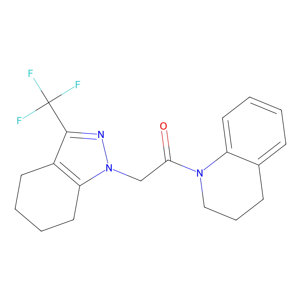 1-(3,4-dihydro-2H-quinolin-1-yl)-2-[3-(trifluoromethyl)-4,5,6,7-tetrahydroindazol-1-yl]ethanone molecular structure, CAS 332943-64-3
