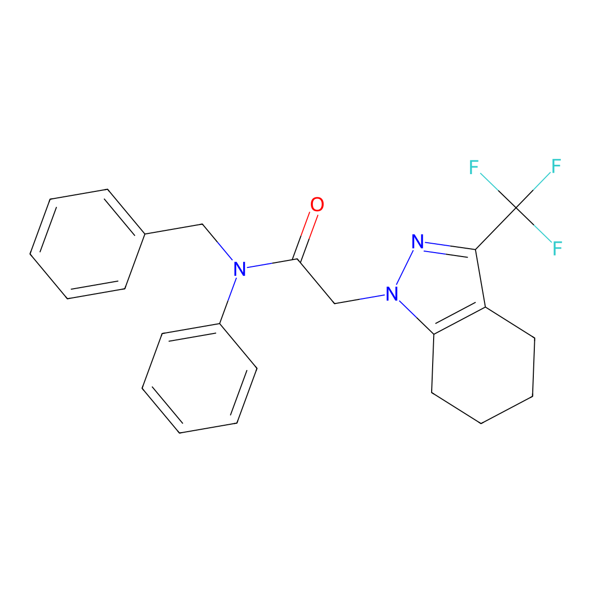 N-benzyl-N-phenyl-2-[3-(trifluoromethyl)-4,5,6,7-tetrahydro-1H-indazol-1-yl]acetamide molecular structure, CAS 332943-85-8