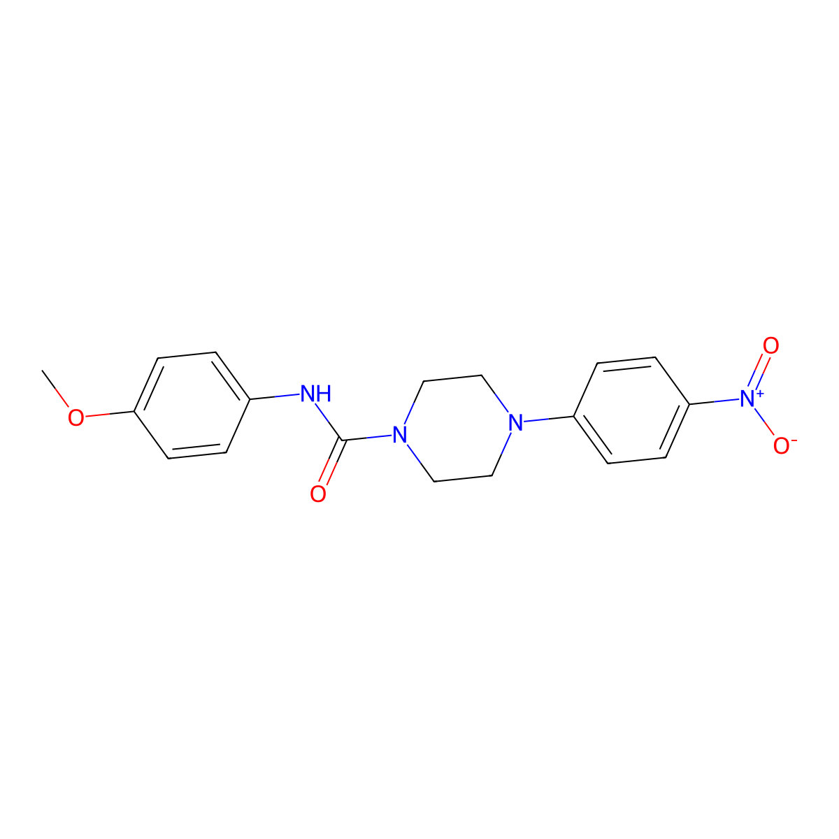 N-(4-methoxyphenyl)-4-(4-nitrophenyl)piperazine-1-carboxamide molecular structure, CAS 332945-53-6
