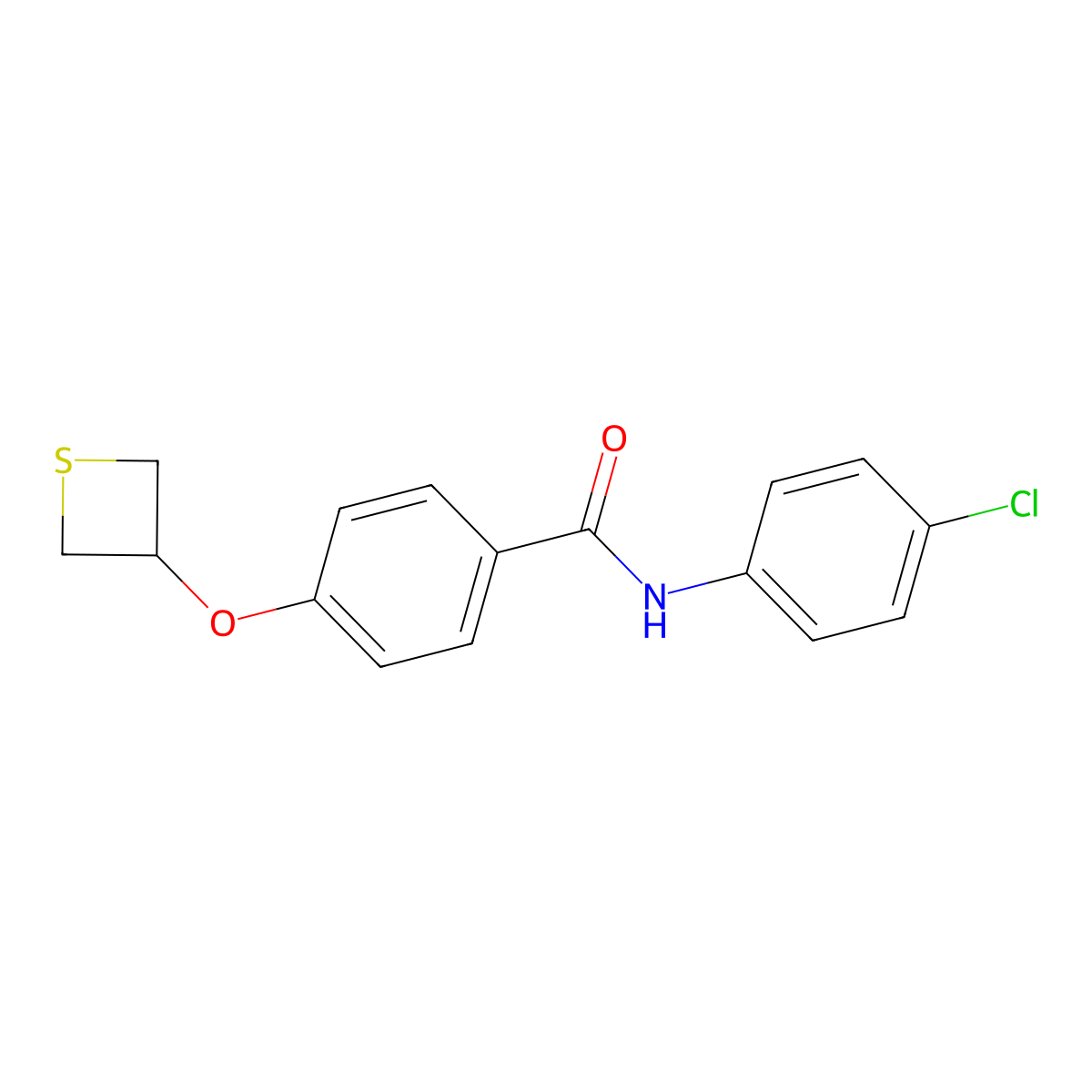 N-(4-chlorophenyl)-4-(thietan-3-yloxy)benzamide molecular structure, CAS 332945-65-0