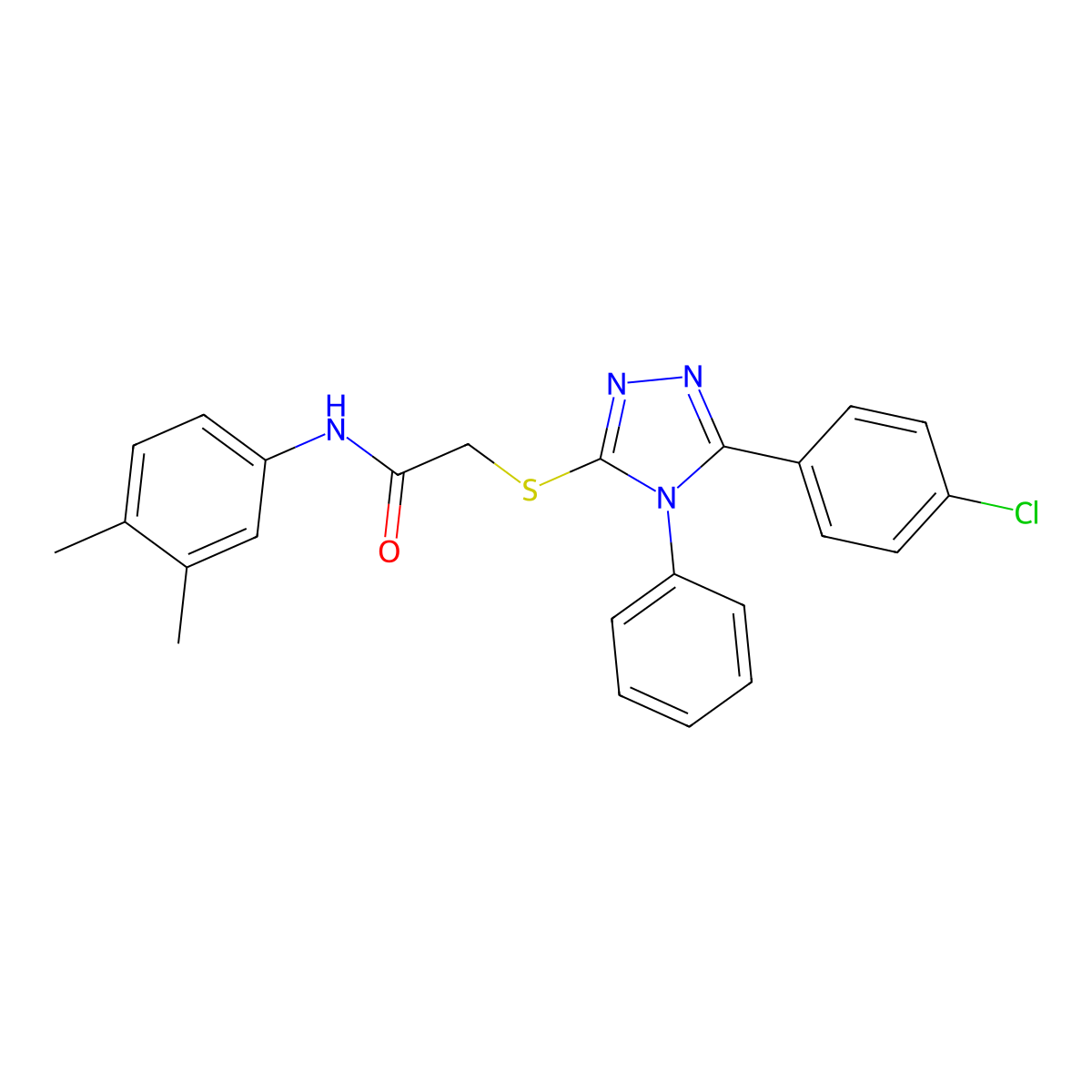 2-{[5-(4-chlorophenyl)-4-phenyl-4H-1,2,4-triazol-3-yl]sulfanyl}-N-(3,4-dimethylphenyl)acetamide molecular structure, CAS 332946-43-7