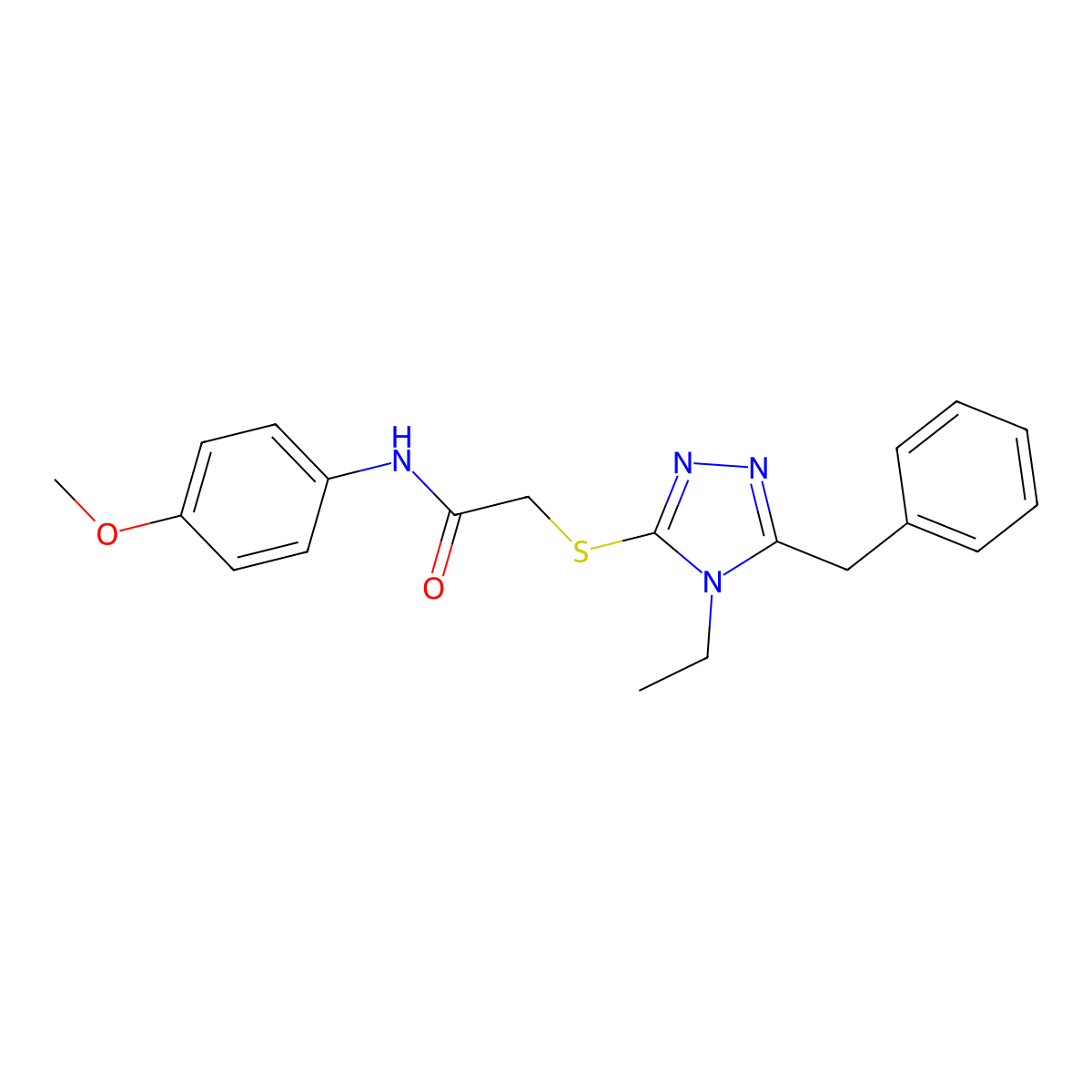 2-[(5-benzyl-4-ethyl-4H-1,2,4-triazol-3-yl)sulfanyl]-N-(4-methoxyphenyl)acetamide molecular structure, CAS 332946-52-8