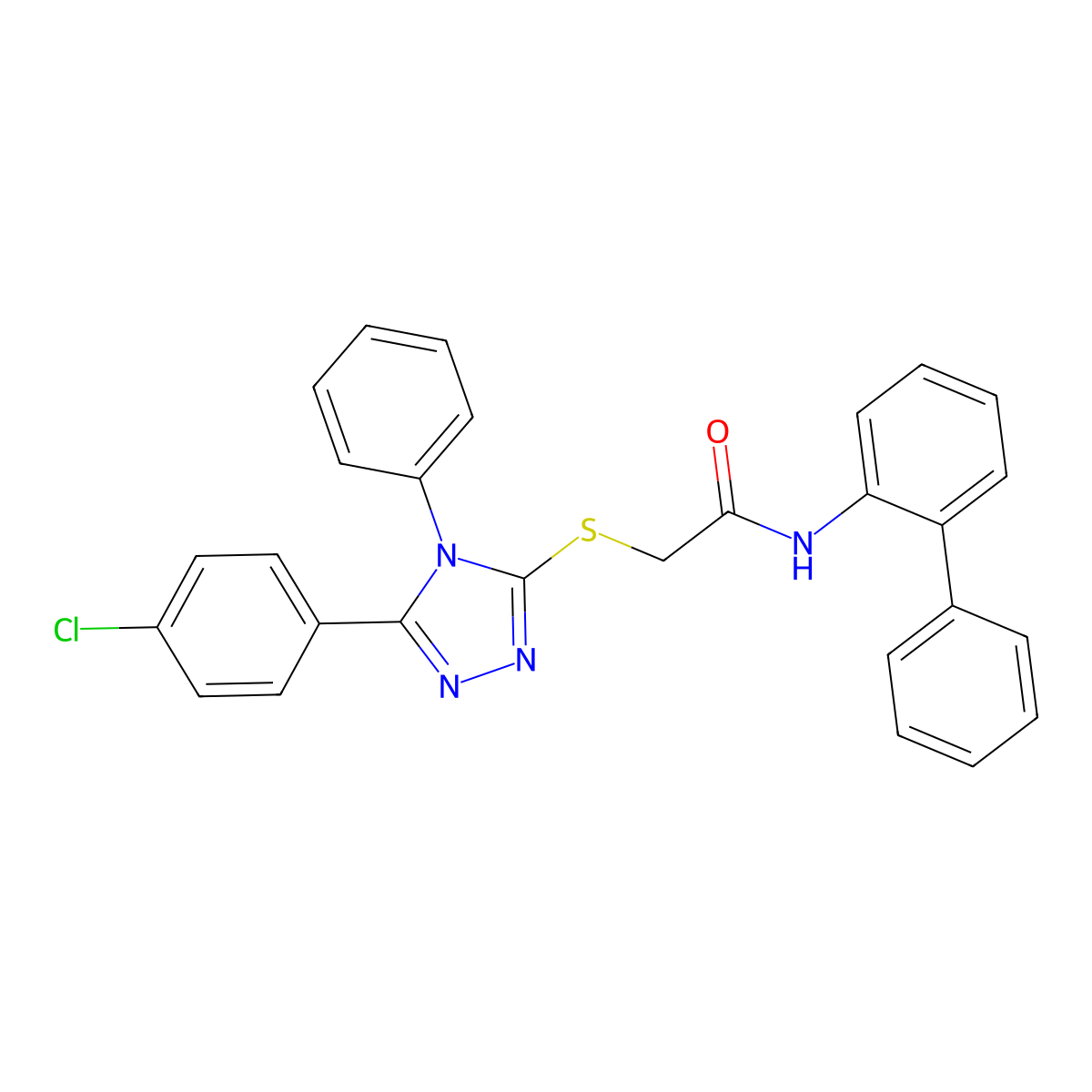 N-[1,1'-biphenyl]-2-yl-2-{[5-(4-chlorophenyl)-4-phenyl-4H-1,2,4-triazol-3-yl]sulfanyl}acetamide molecular structure, CAS 332946-74-4