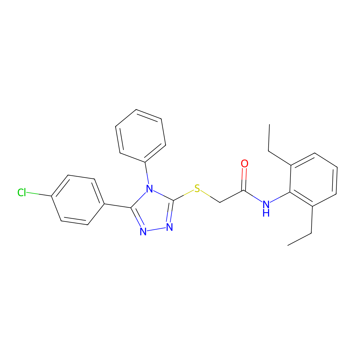 2-[[5-(4-chlorophenyl)-4-phenyl-1,2,4-triazol-3-yl]sulfanyl]-N-(2,6-diethylphenyl)acetamide molecular structure, CAS 332946-91-5