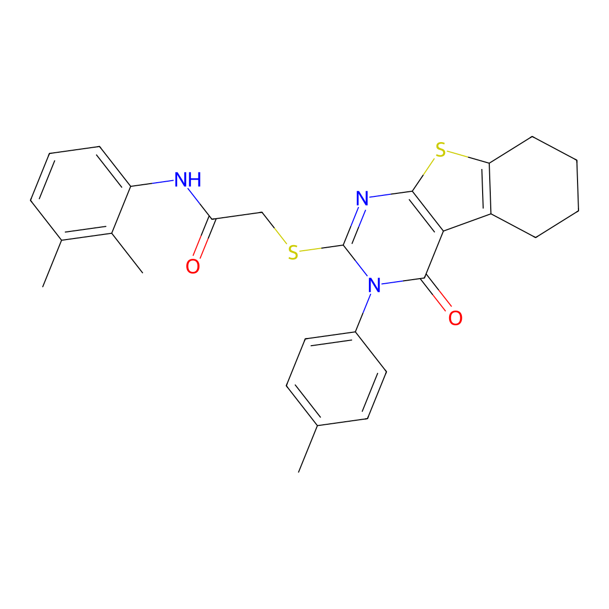 N-(2,3-dimethylphenyl)-2-[[3-(4-methylphenyl)-4-oxo-5,6,7,8-tetrahydro-[1]benzothiolo[2,3-d]pyrimidin-2-yl]sulfanyl]acetamide molecular structure, CAS 332947-12-3