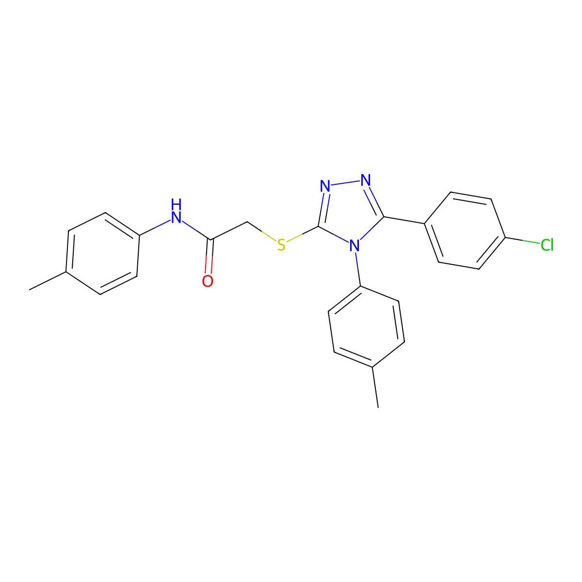 2-{[5-(4-chlorophenyl)-4-(4-methylphenyl)-4H-1,2,4-triazol-3-yl]sulfanyl}-N-(4-methylphenyl)acetamide molecular structure, CAS 332947-81-6