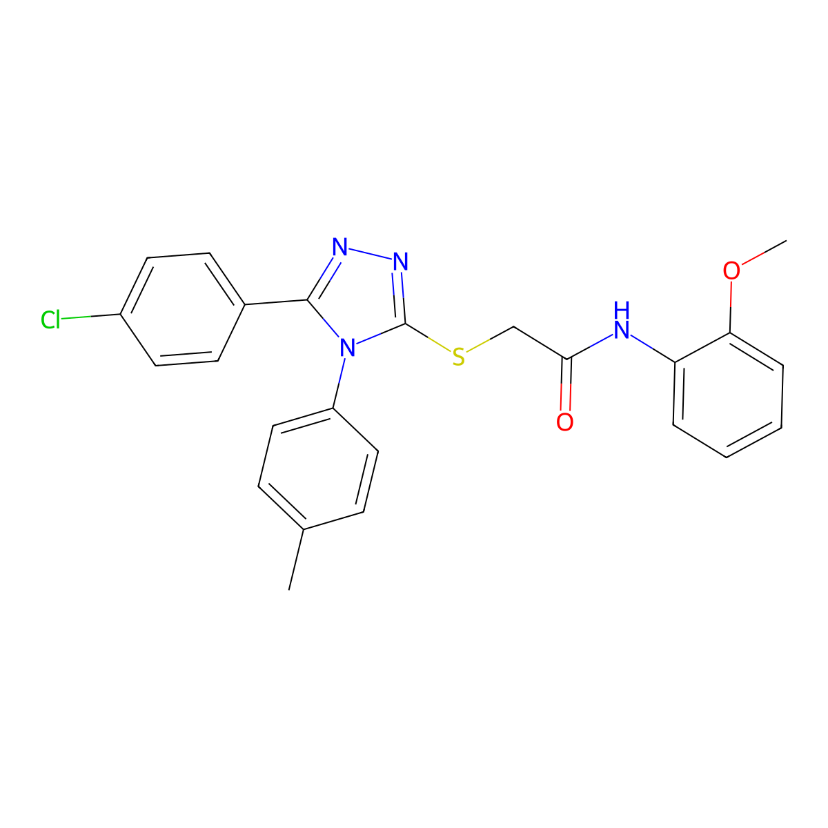 2-{[5-(4-chlorophenyl)-4-(4-methylphenyl)-4H-1,2,4-triazol-3-yl]sulfanyl}-N-(2-methoxyphenyl)acetamide molecular structure, CAS 332947-85-0