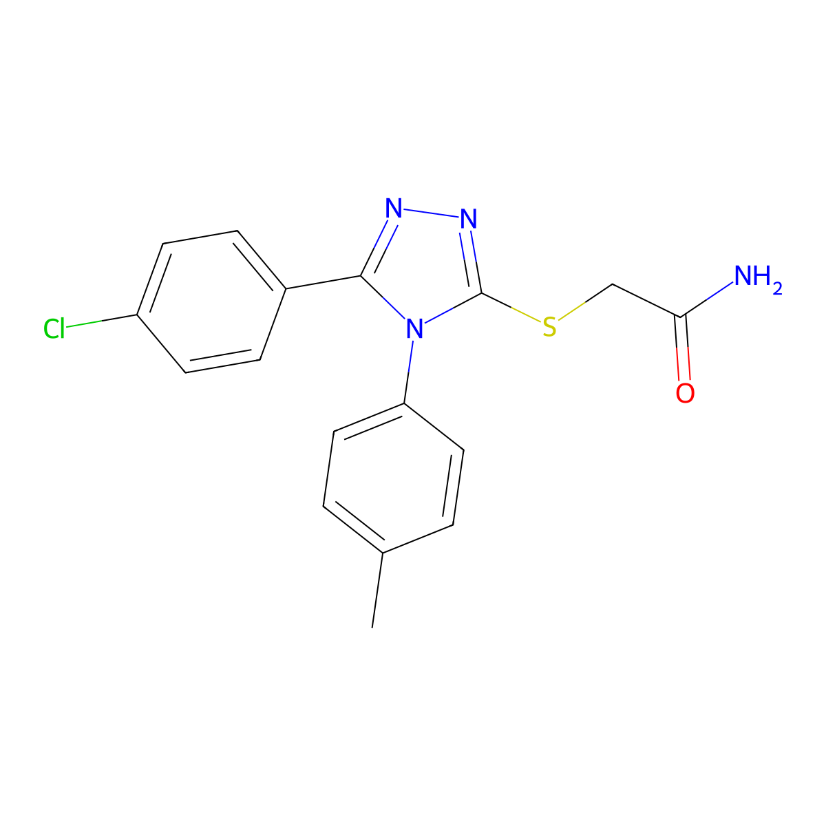 2-{[5-(4-chlorophenyl)-4-(4-methylphenyl)-4H-1,2,4-triazol-3-yl]sulfanyl}acetamide molecular structure, CAS 332947-91-8