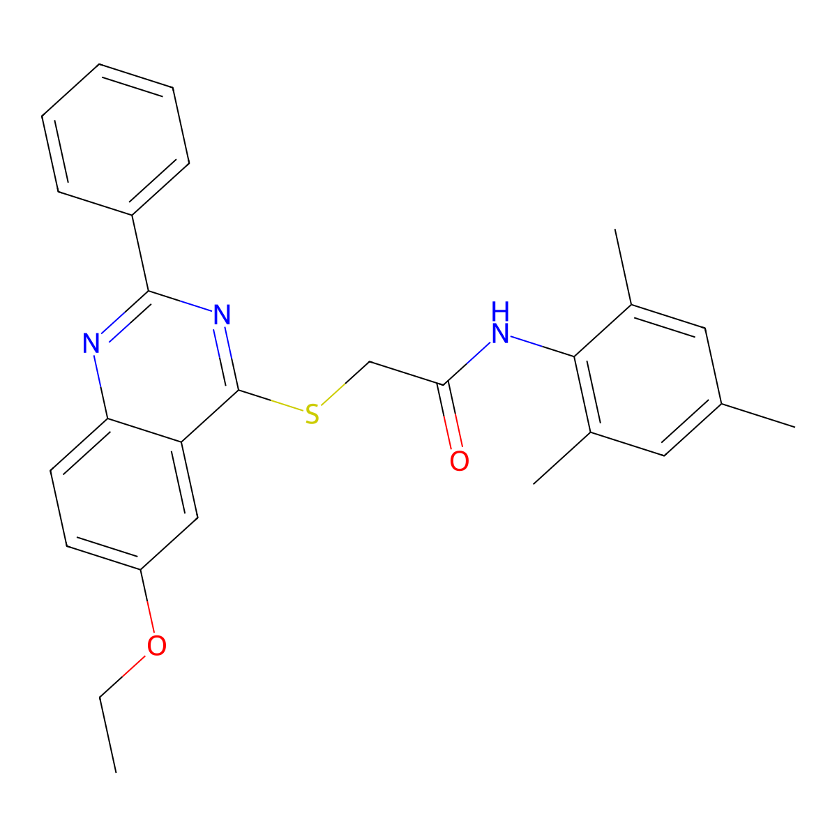 2-((6-Ethoxy-2-phenylquinazolin-4-yl)thio)-N-mesitylacetamide molecular structure, CAS 332948-16-0