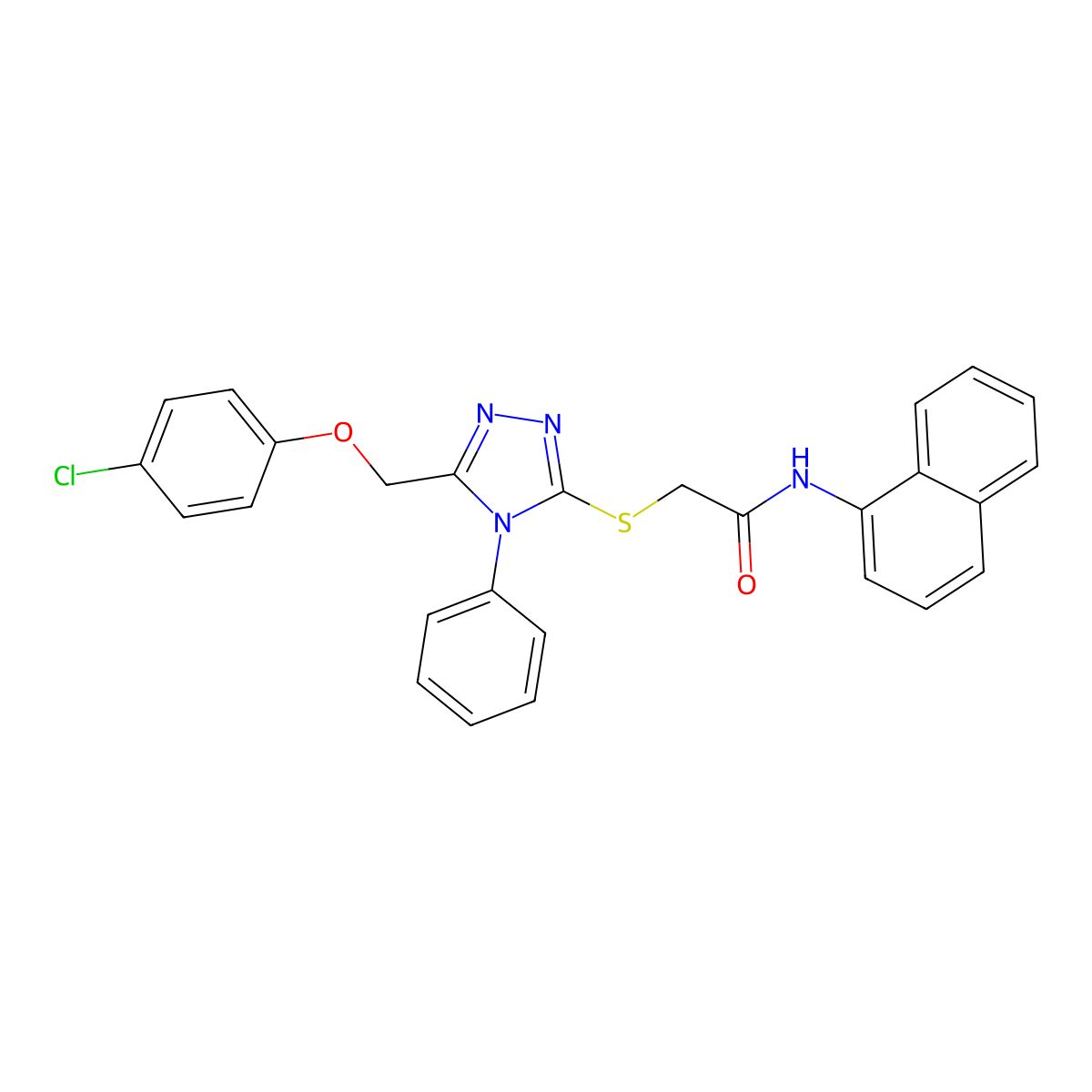 2-((5-((4-Chlorophenoxy)methyl)-4-phenyl-4H-1,2,4-triazol-3-yl)thio)-N-(naphthalen-1-yl)acetamide molecular structure, CAS 332948-45-5