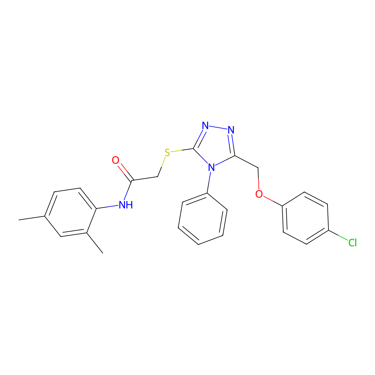 2-((5-((4-Chlorophenoxy)methyl)-4-phenyl-4H-1,2,4-triazol-3-yl)thio)-N-(2,4-dimethylphenyl)acetamide molecular structure, CAS 332948-47-7