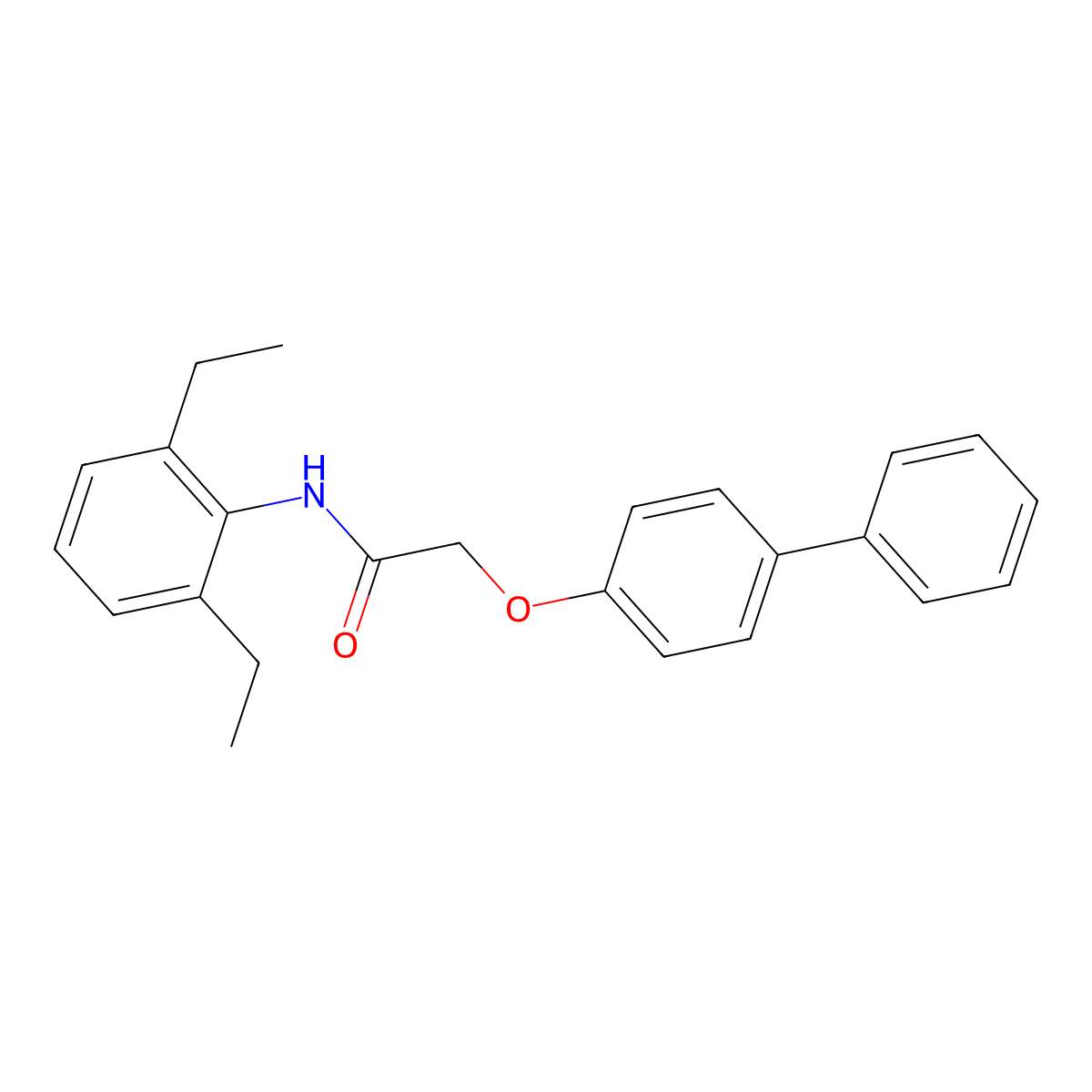 N-(2,6-diethylphenyl)-2-(4-phenylphenoxy)acetamide molecular structure, CAS 332948-82-0
