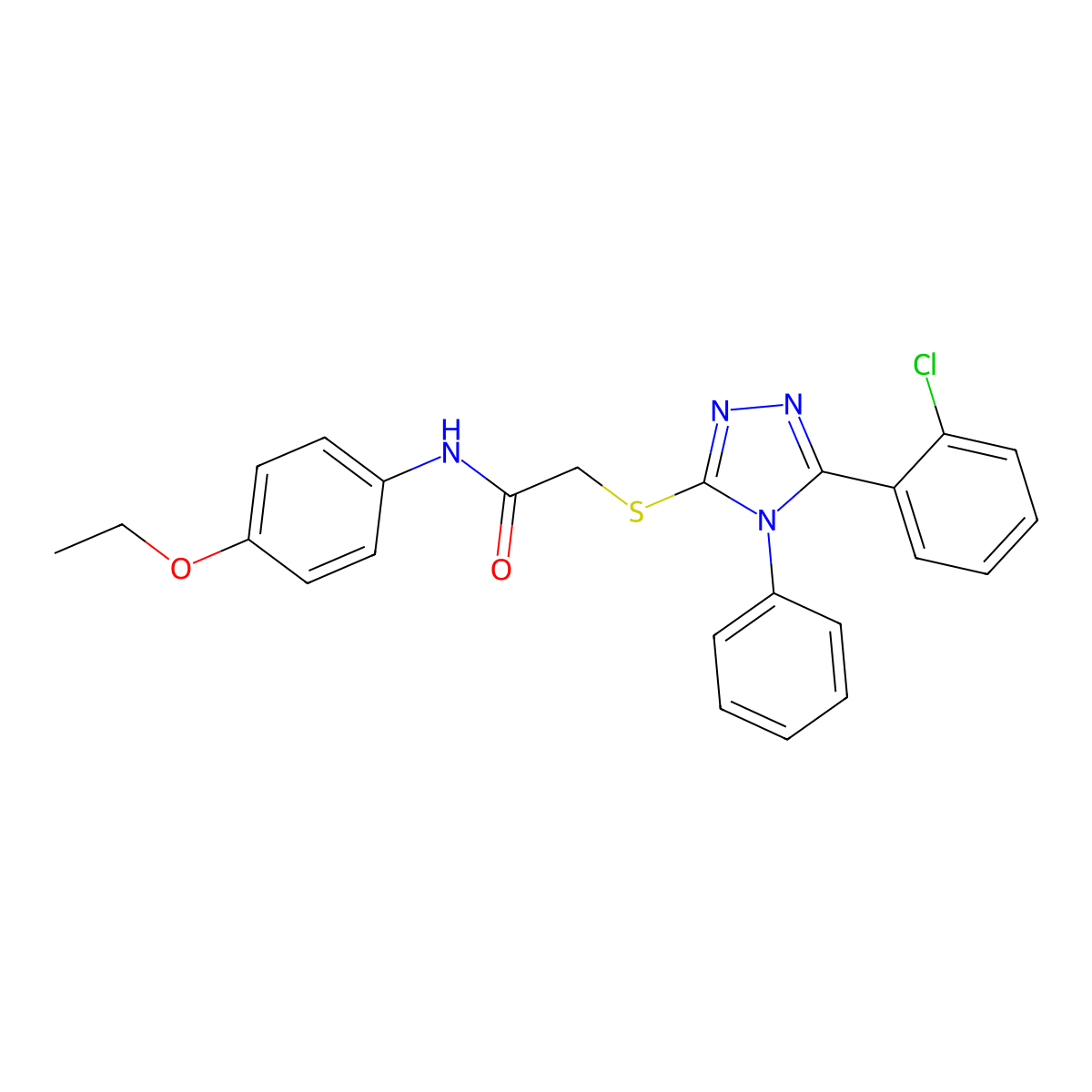 2-((5-(2-Chlorophenyl)-4-phenyl-4H-1,2,4-triazol-3-yl)thio)-N-(4-ethoxyphenyl)acetamide molecular structure, CAS 332948-88-6