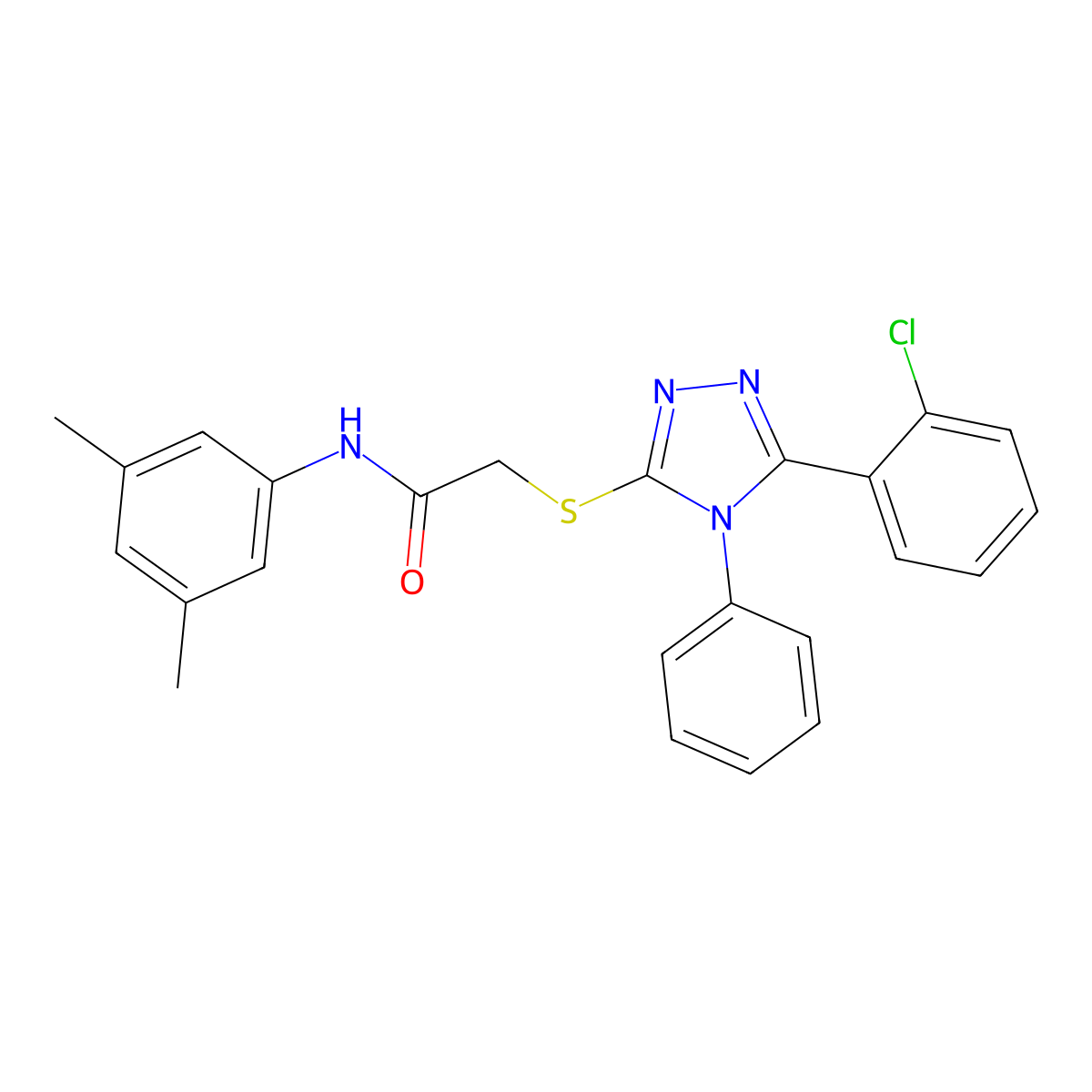 2-{[5-(2-chlorophenyl)-4-phenyl-4H-1,2,4-triazol-3-yl]sulfanyl}-N-(3,5-dimethylphenyl)acetamide molecular structure, CAS 332948-90-0