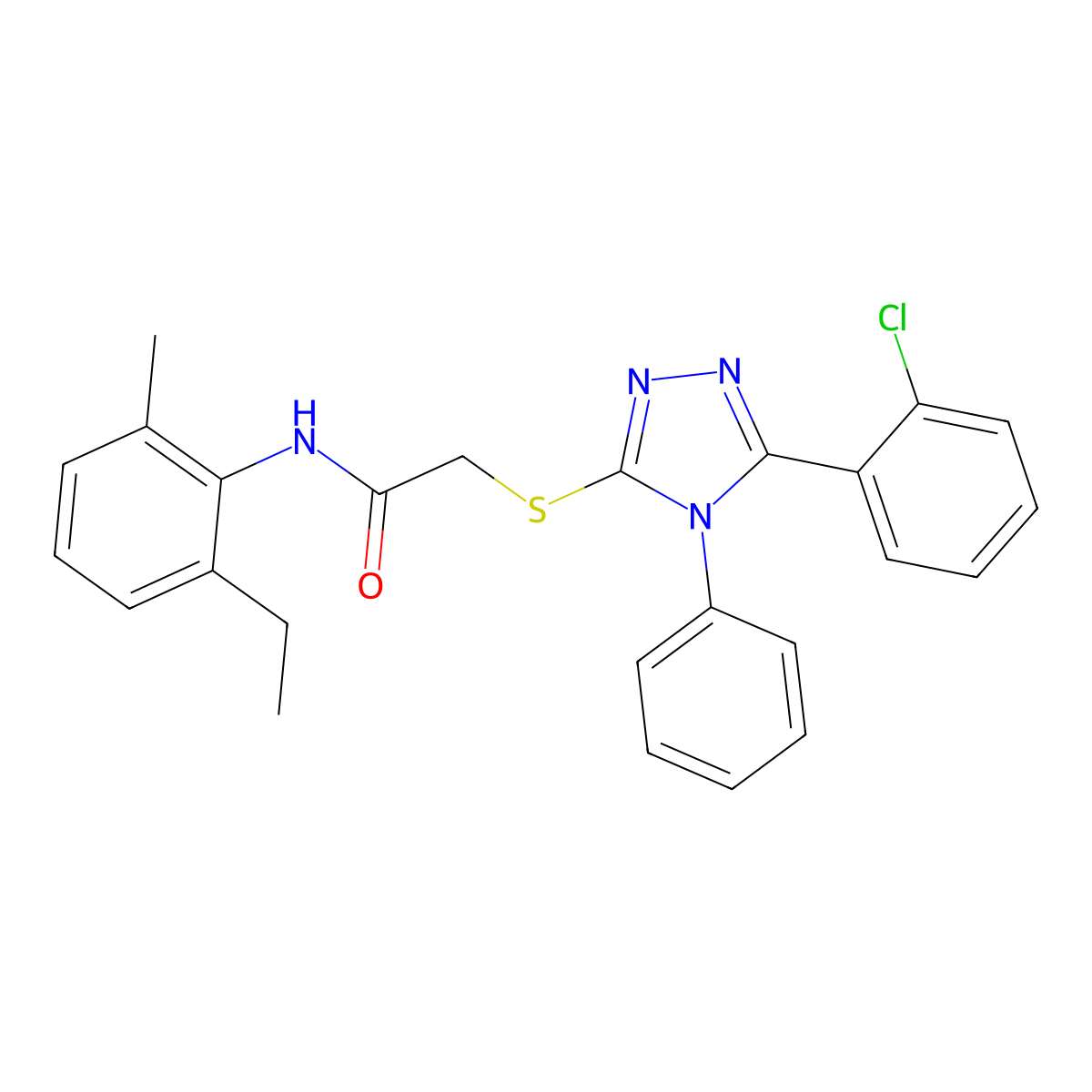 2-{[5-(2-chlorophenyl)-4-phenyl-4H-1,2,4-triazol-3-yl]sulfanyl}-N-(2-ethyl-6-methylphenyl)acetamide molecular structure, CAS 332948-92-2