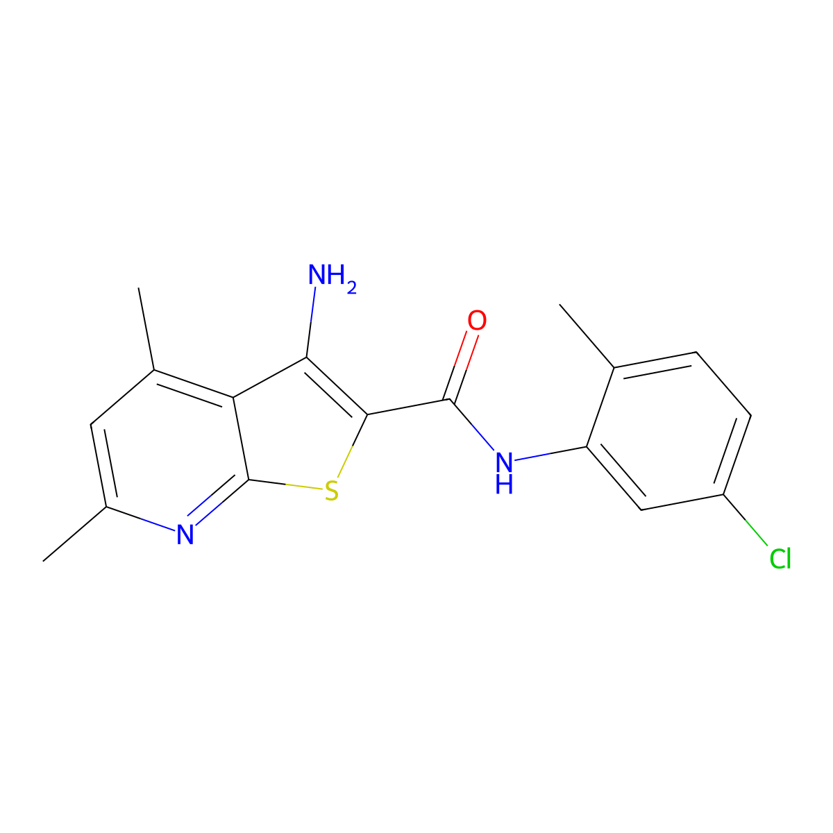 3-amino-N-(5-chloro-2-methylphenyl)-4,6-dimethylthieno[2,3-b]pyridine-2-carboxamide molecular structure, CAS 332949-93-6
