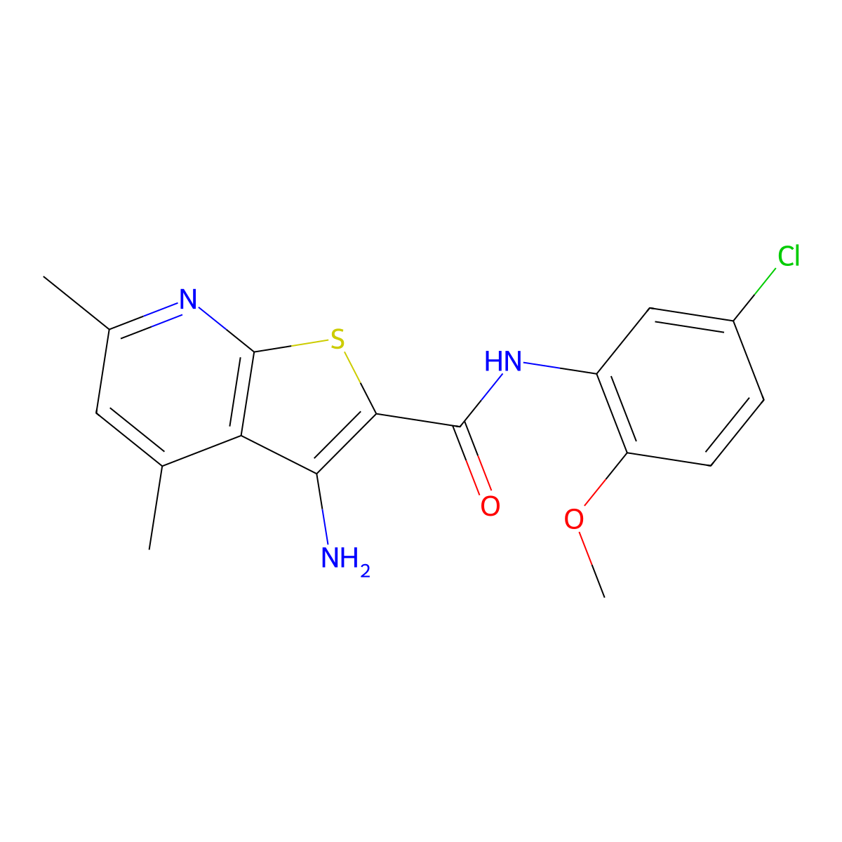 3-amino-N-(5-chloro-2-methoxyphenyl)-4,6-dimethylthieno[2,3-b]pyridine-2-carboxamide molecular structure, CAS 332949-99-2