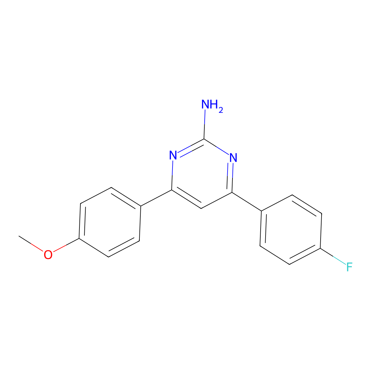 4-(4-Fluorophenyl)-6-(4-methoxyphenyl)pyrimidin-2-amine molecular structure, CAS 332951-09-4