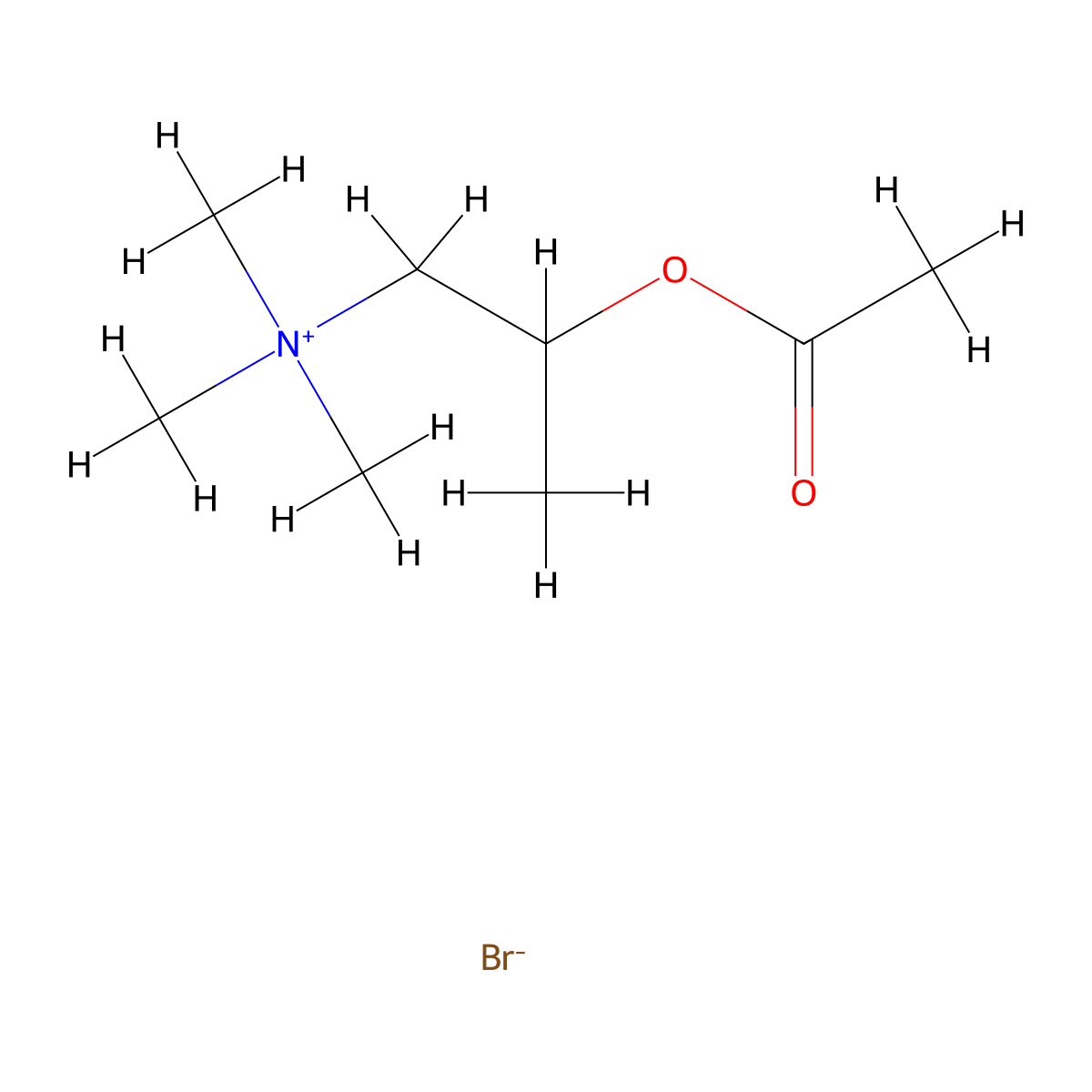 Methacholine bromide molecular structure, CAS 333-31-3