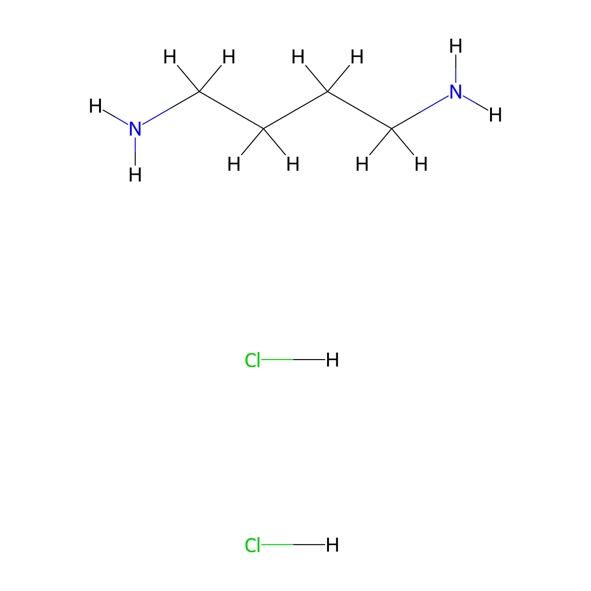 Putrescine Dihydrochloride molecular structure, CAS 333-93-7