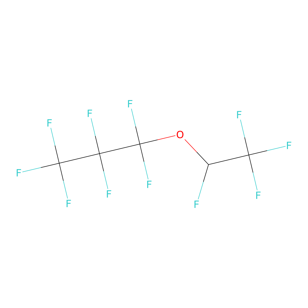 Heptafluoropropyl 1,2,2,2-tetrafluoroethyl ether molecular structure, CAS 3330-15-2