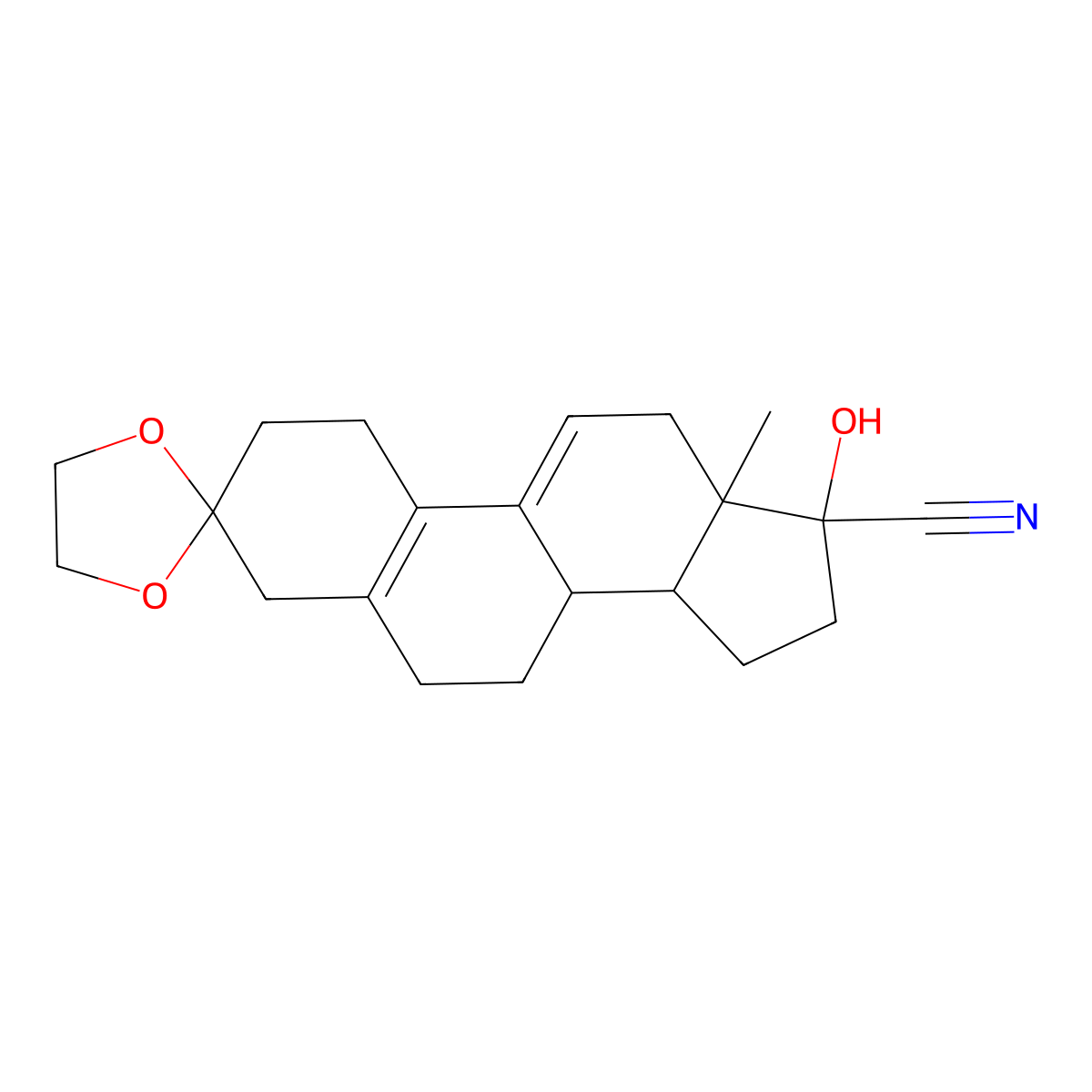 (17alpha)-3,3-(1,2-Ethanediylbis(oxy))-17-hydroxyestra-5(10),9(11)-diene-17-carbonitrile molecular structure, CAS 33300-19-5