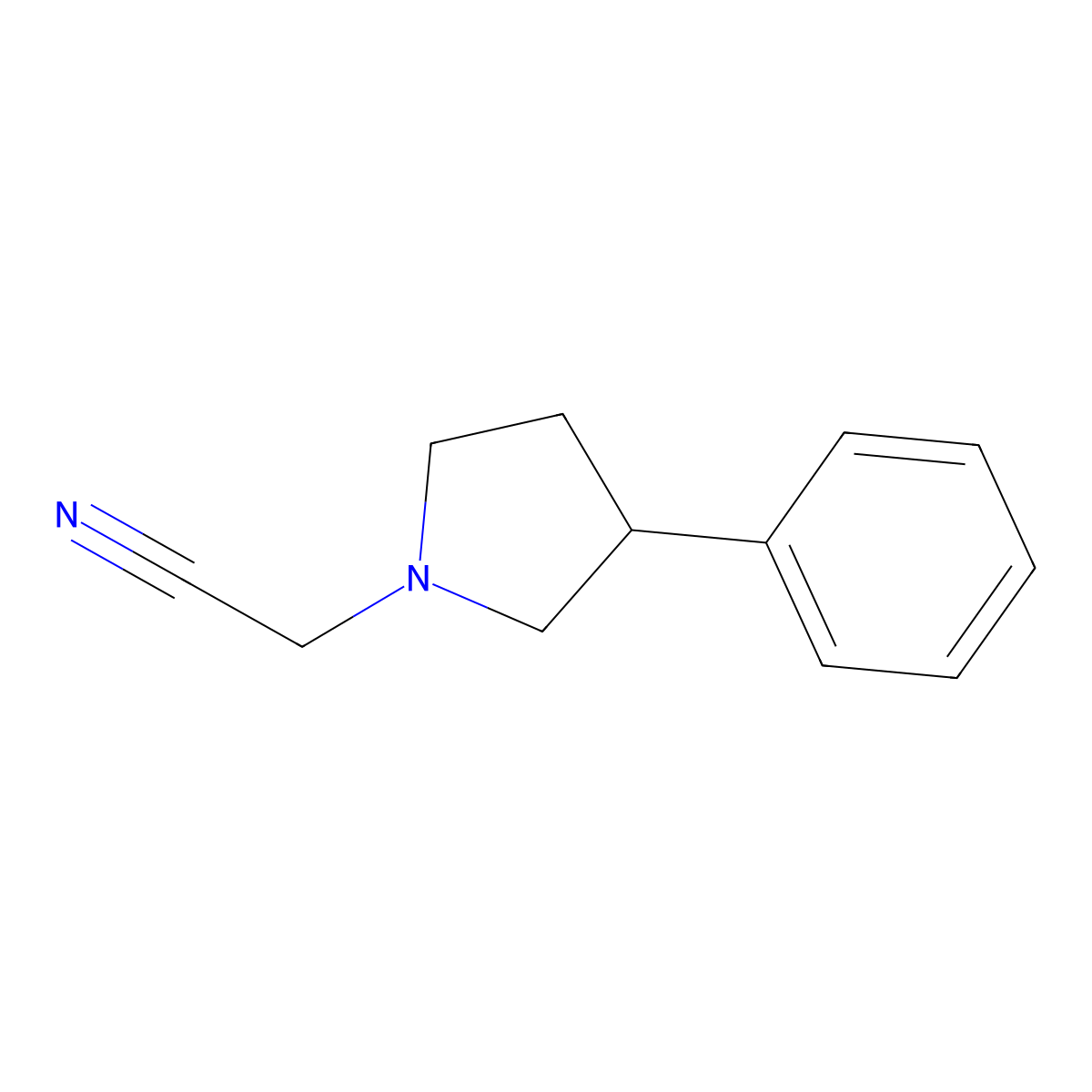 1-Pyrrolidineacetonitrile, 3-phenyl- molecular structure, CAS 33304-26-6