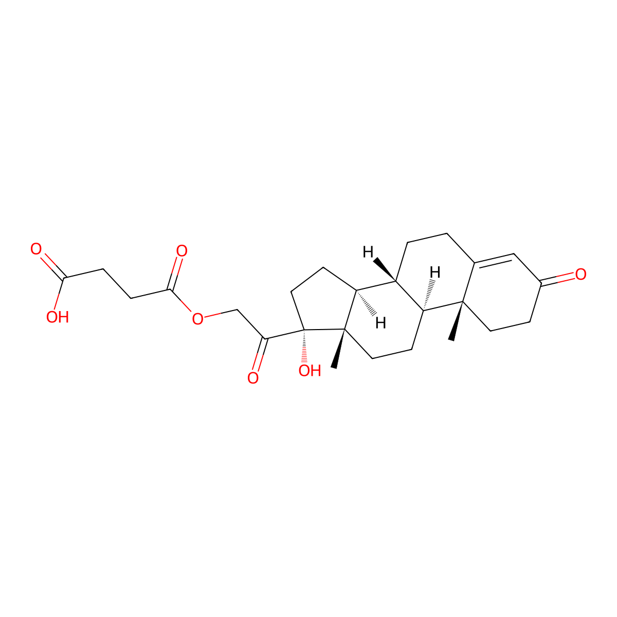 4-(2-((8R,9S,10R,13S,14S,17R)-17-hydroxy-10,13-dimethyl-3-oxo-2,3,6,7,8,9,10,11,12,13,14,15,16,17-tetradecahydro-1H-cyclopenta[a]phenanthren-17-yl)-2-oxoethoxy)-4-oxobutanoic acid molecular structure, CAS 3331-69-9