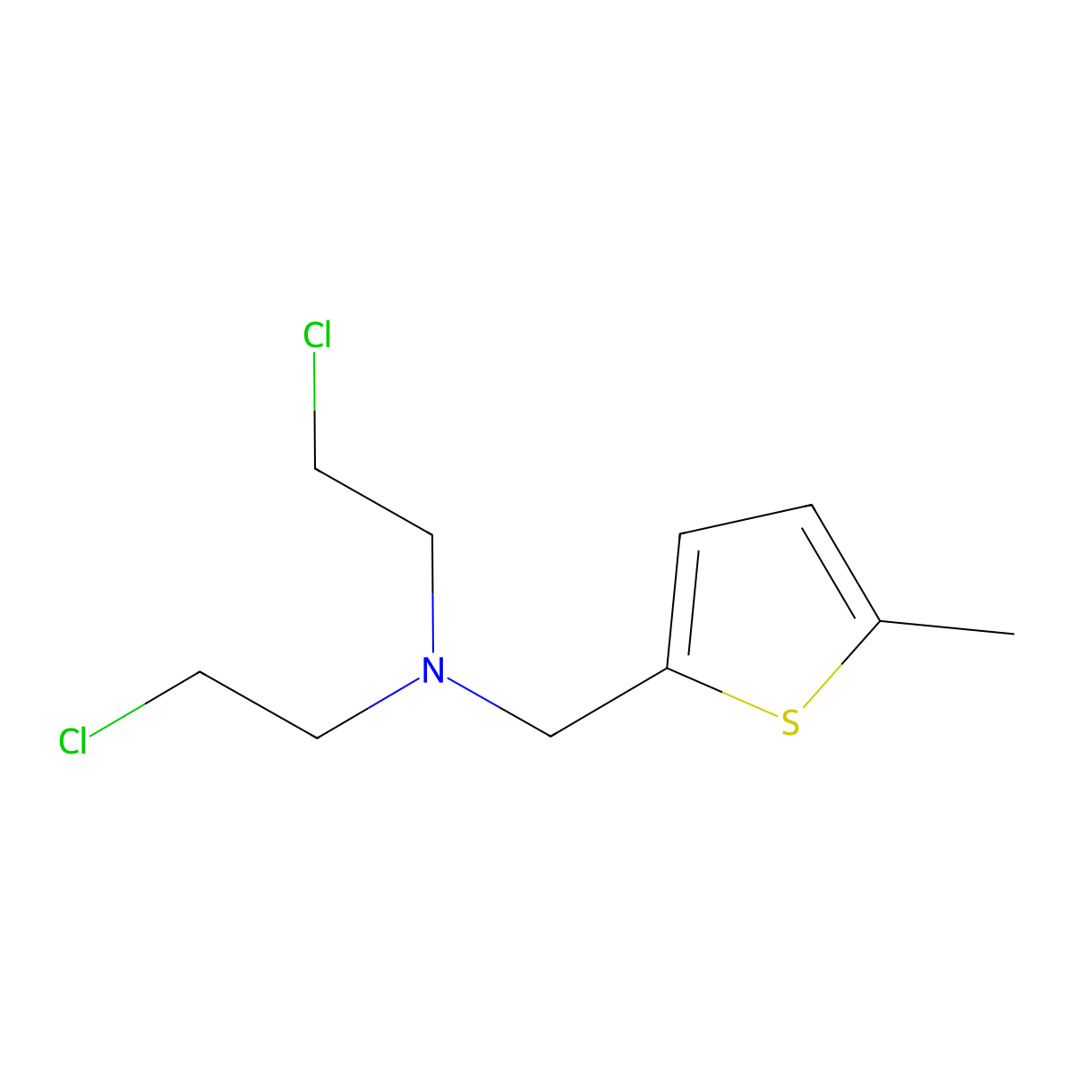 2-Thenylamine, N,N-bis(2-chloroethyl)-5-methyl- molecular structure, CAS 3331-95-1