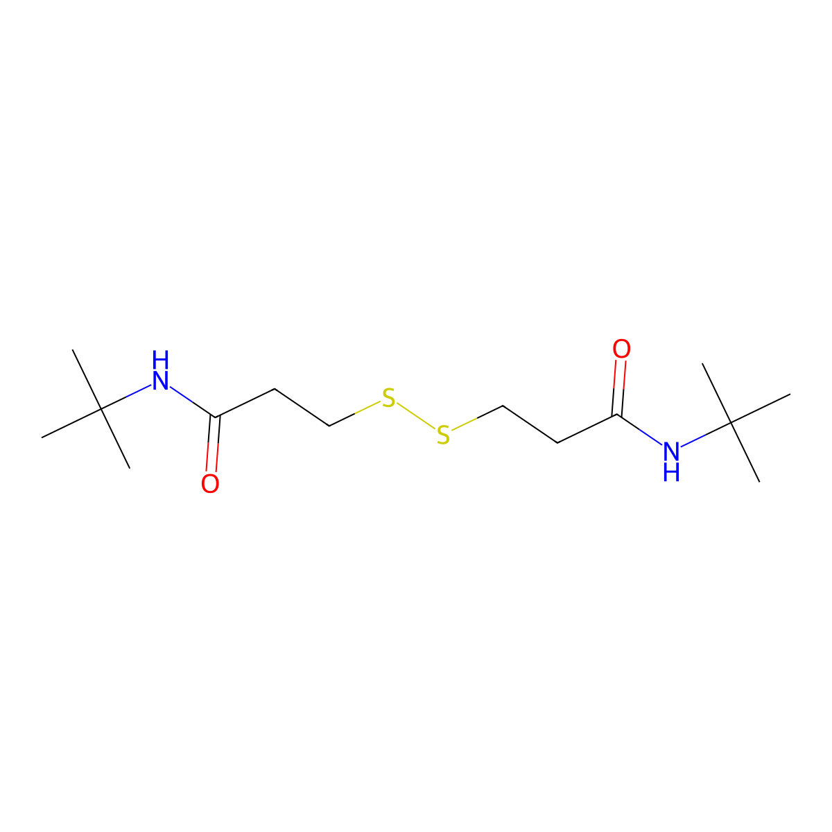 Bis-(N-tert-butyl-3-propanamide) disulfane molecular structure, CAS 33311-96-5