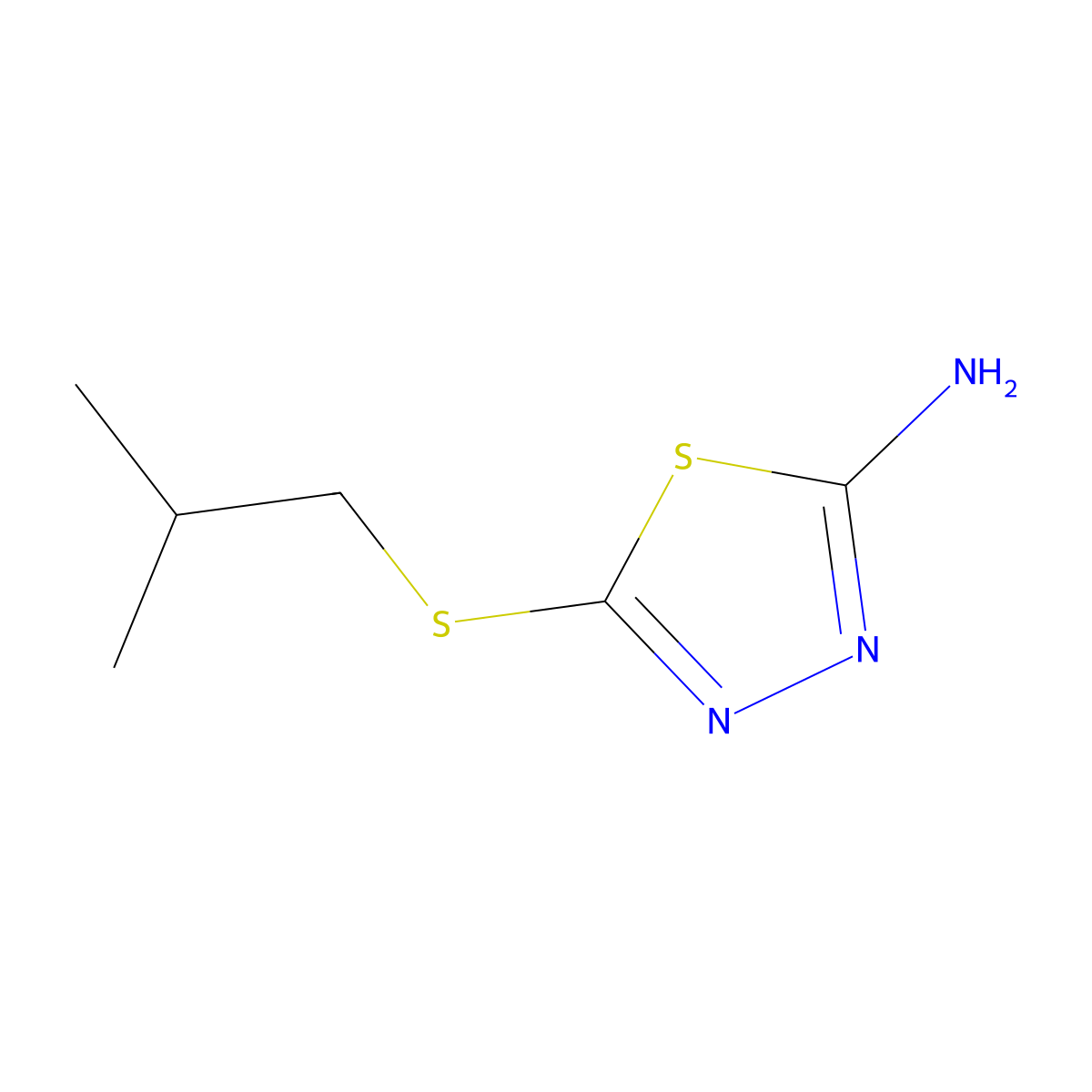 5-[(2-Methylpropyl)thio]-1,3,4-thiadiazol-2-amine molecular structure, CAS 33313-07-4