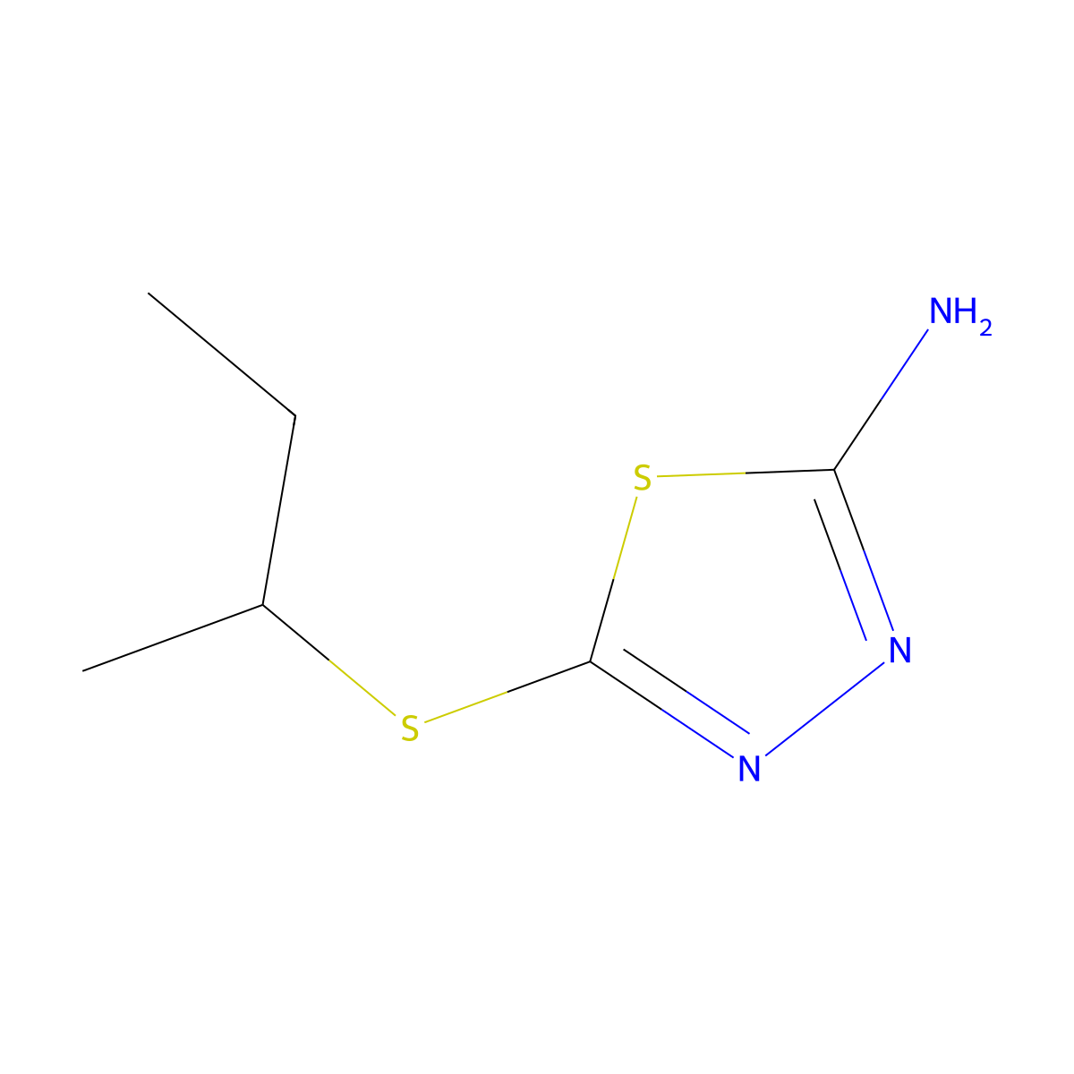 5-((1-Methylpropyl)thio)-1,3,4-thiadiazol-2-amine molecular structure, CAS 33313-08-5