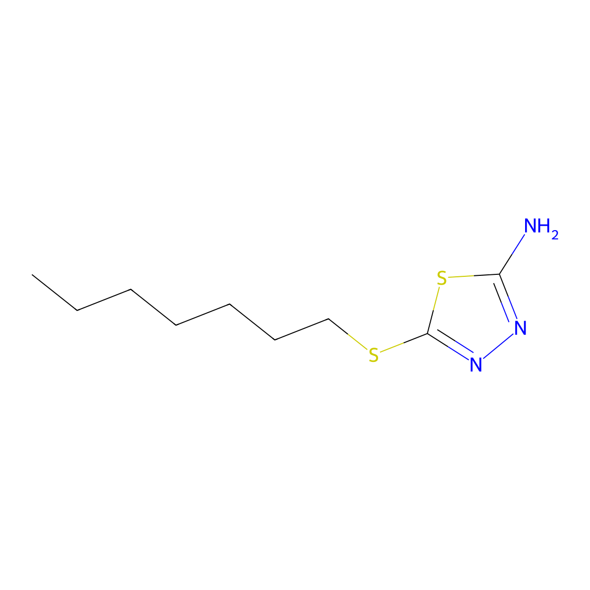 1,3,4-Thiadiazole, 2-amino-5-(heptylthio)- molecular structure, CAS 33313-10-9