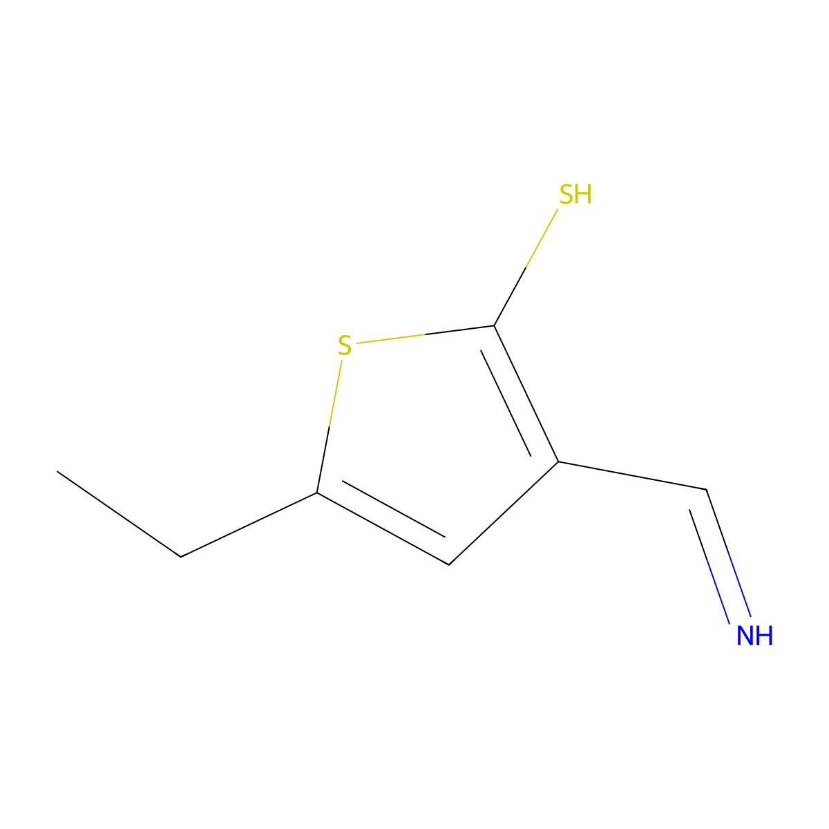 2-Thiophenethiol, 5-ethyl-3-(iminomethyl)- molecular structure, CAS 33315-13-8