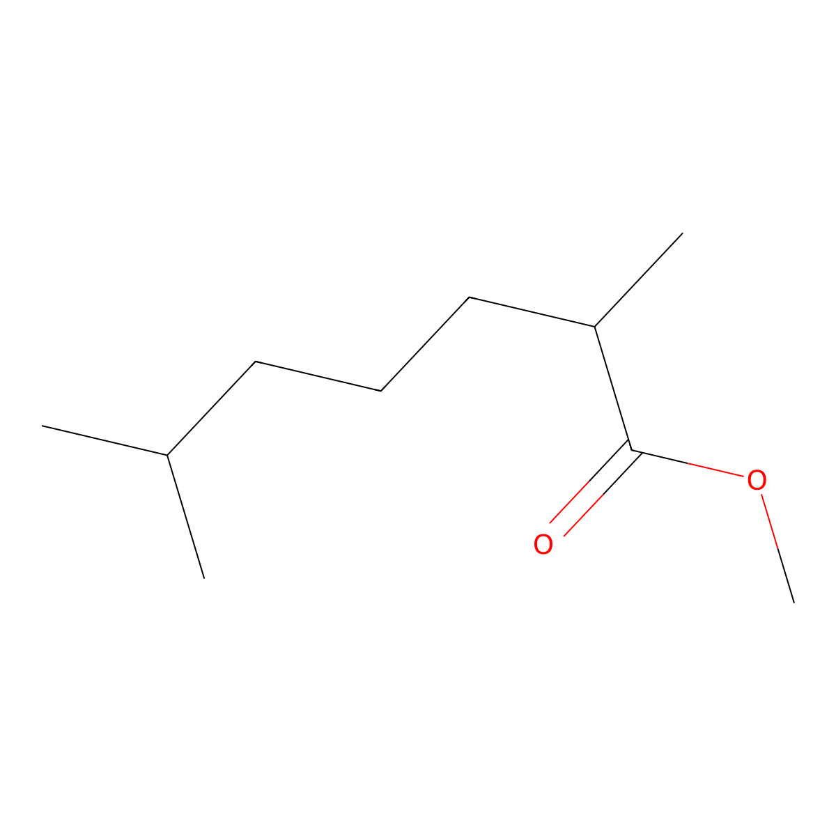 Methyl 2,6-dimethylheptanoate molecular structure, CAS 33315-72-9