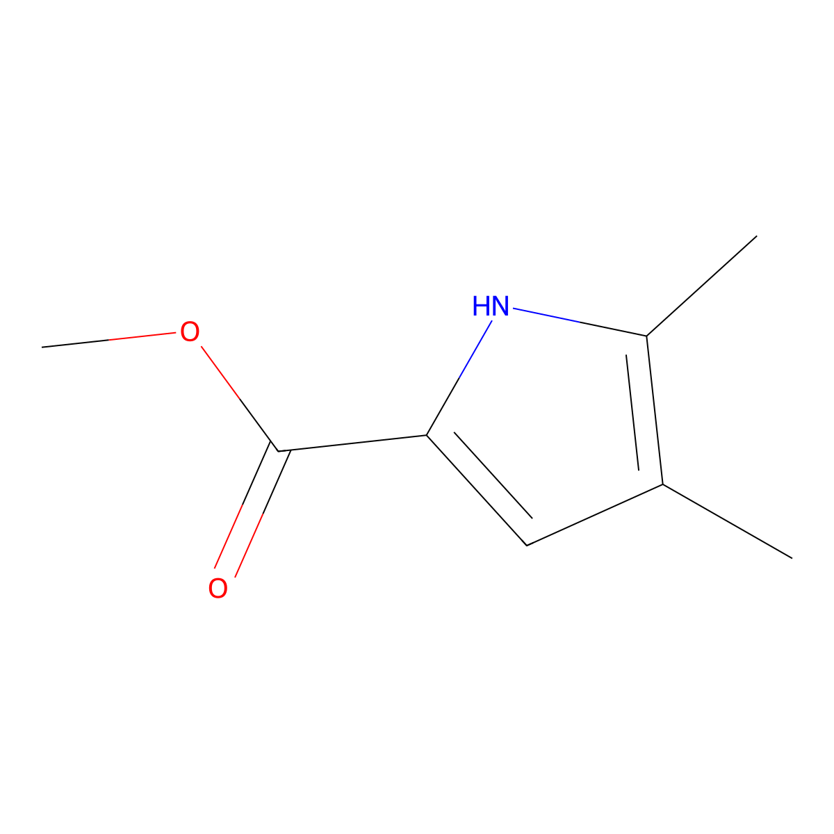 methyl 4,5-dimethyl-1H-pyrrole-2-carboxylate molecular structure, CAS 33317-03-2