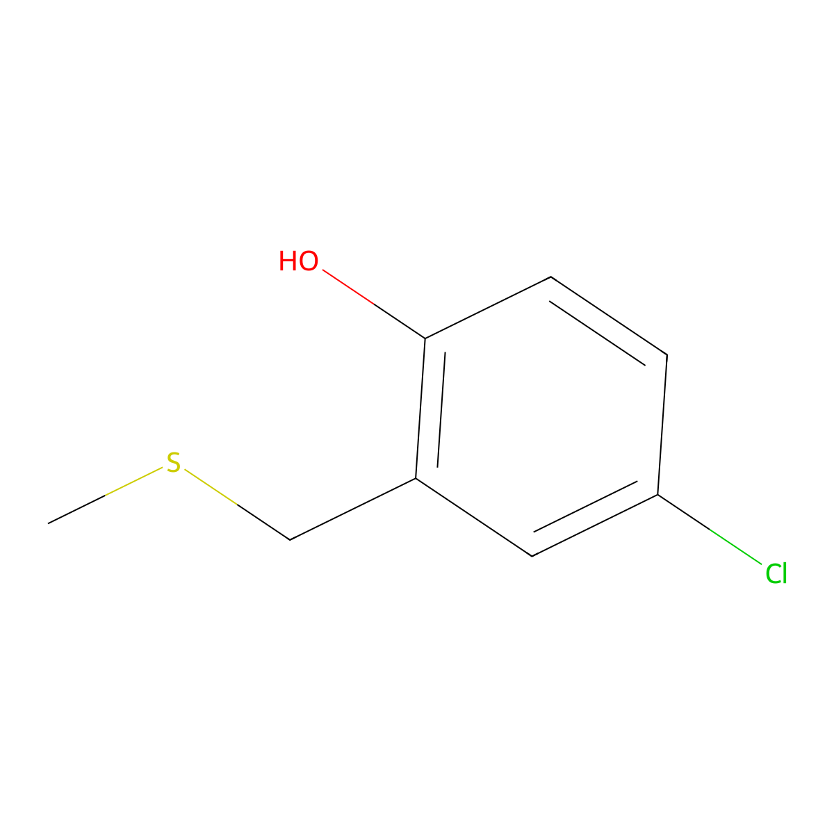 4-Chloro-2-(methylsulfanylmethyl)phenol molecular structure, CAS 33319-93-6